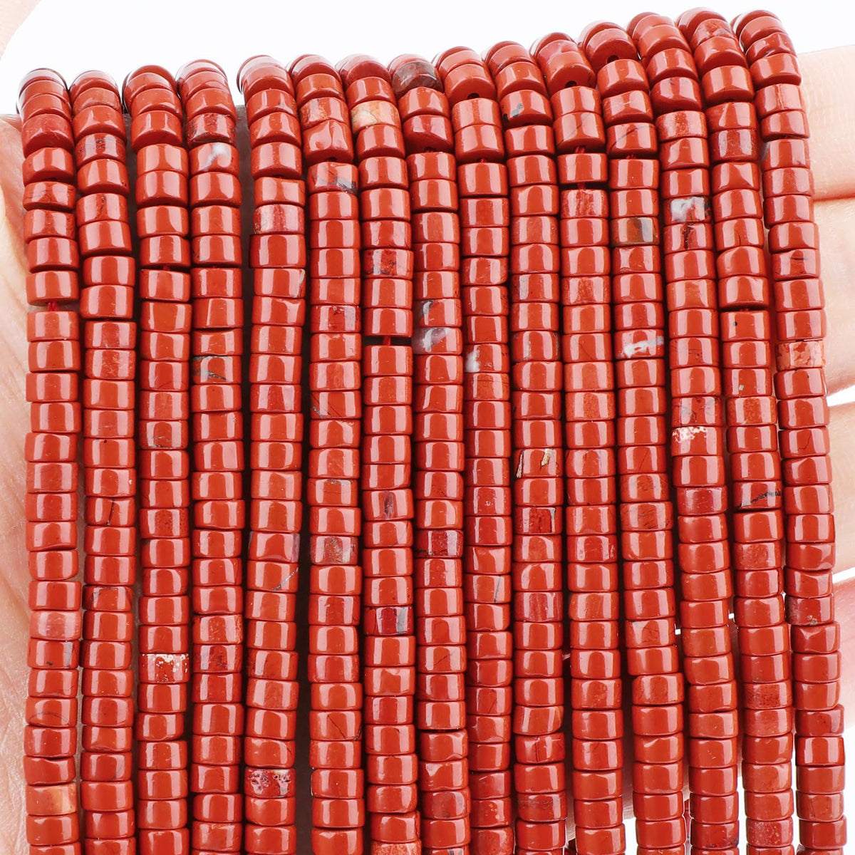 Natural Red Jasper Heishi Spacer Beads Loose Semi Precious Flat Round Gemstone Disc Shape Stone for Beading Jewelry Making 4x2mm 15.5"