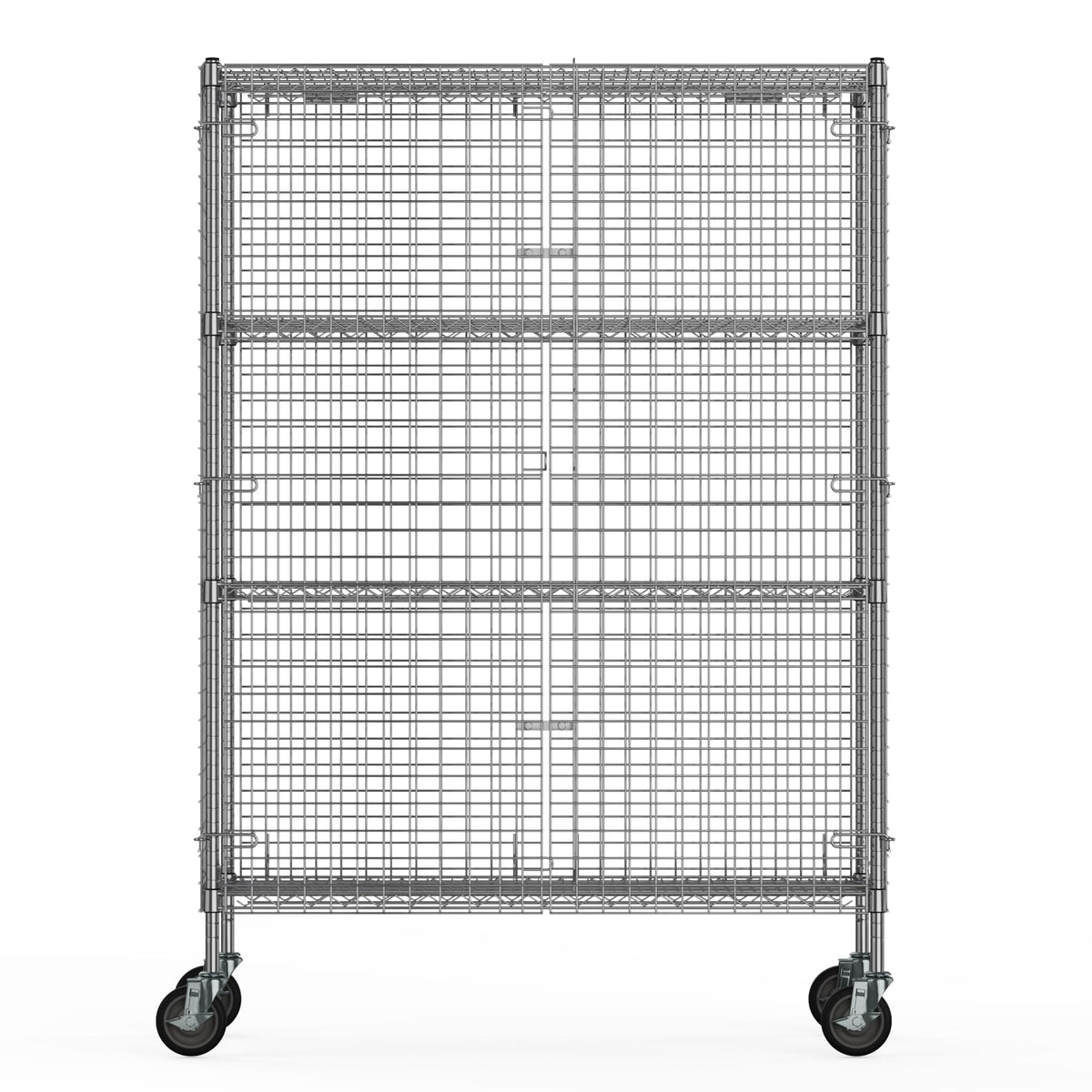 18" W x 60" L x 69" H Heavy Duty Utility Commercial Grade Metal Storage NSF Unit | Chrome Mobile Security Wire Cage Kit
