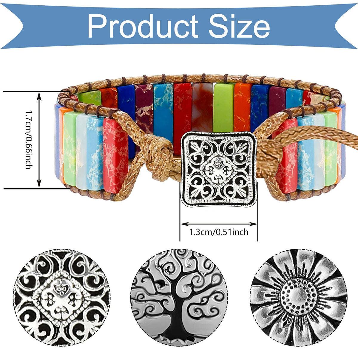 Hicarer 3 Pcs 7 Chakra Bracelets for Women Men Natural Stone Leather Wrap Healing Bead Bracelets Healing Stone Boho Friendship Jewelry Gifts