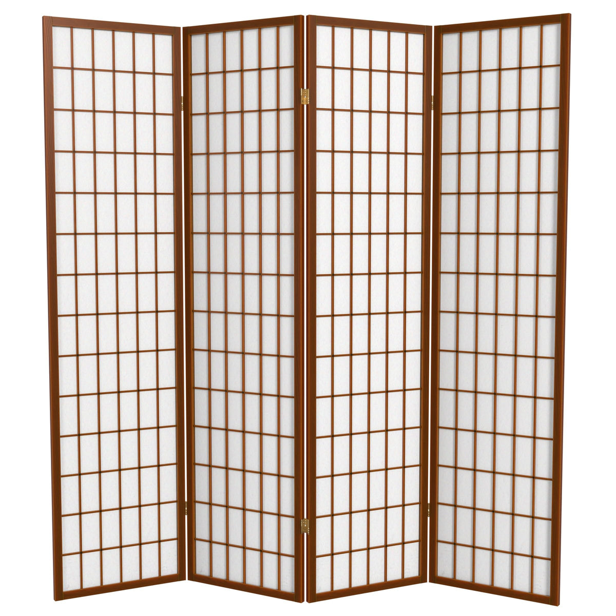 Red Lantern 6 ft. Tall Window Pane Shoji Screen - Walnut - 4 Panels