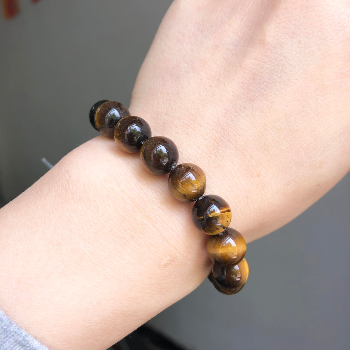 NITOPUPU 100Pcs 10mm Natural Smooth Yellow Tiger Eye Gemstone Beads Round Loose Stone Beads for Jewerly Making with Crystal Stretch Cord