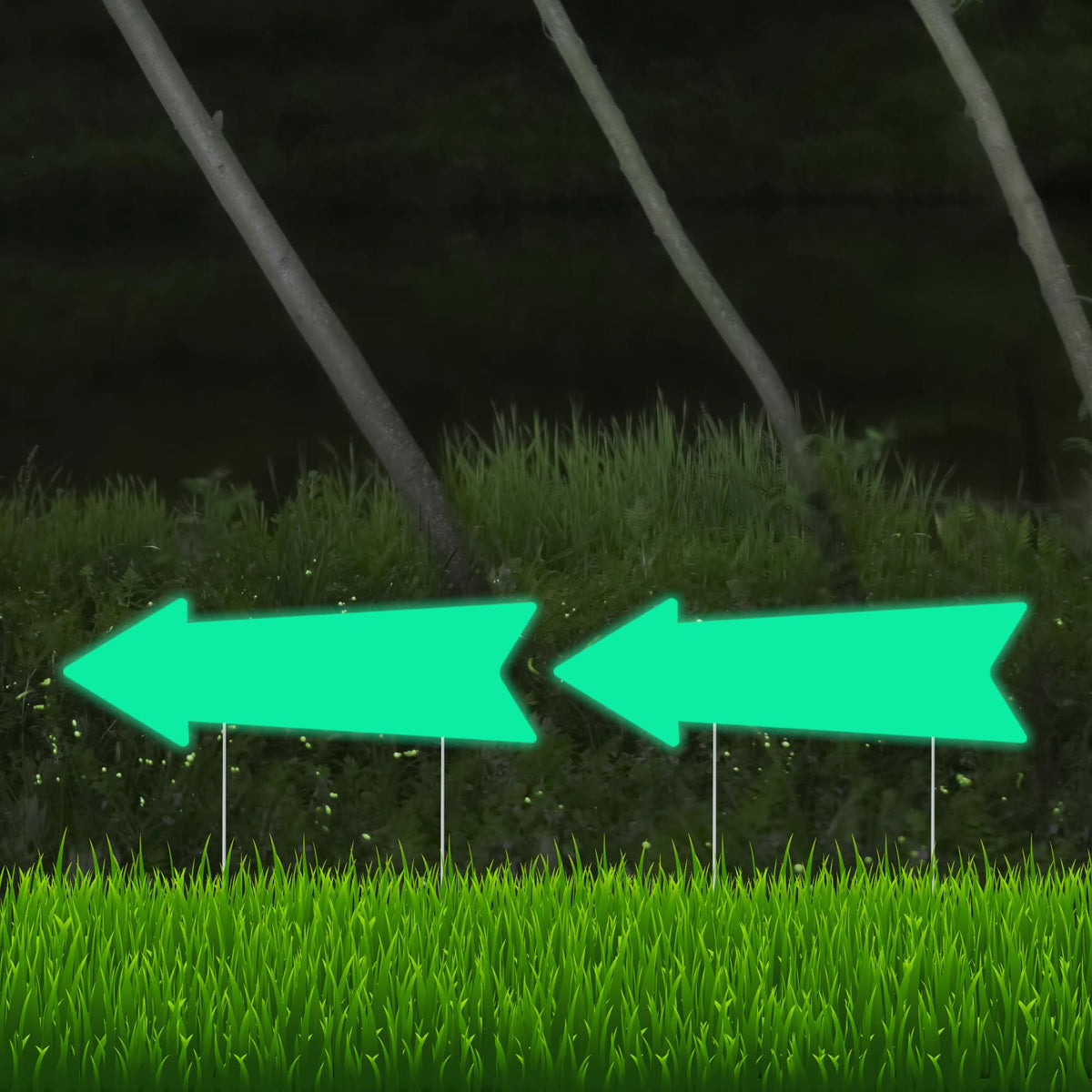 Glow in the Dark - Arrow Signs with Stakes 16 x 5 Inches,This Way Directional Arrow Yard Signs,Halloween Decorations Outdoor, Birthday Party Signs (10)