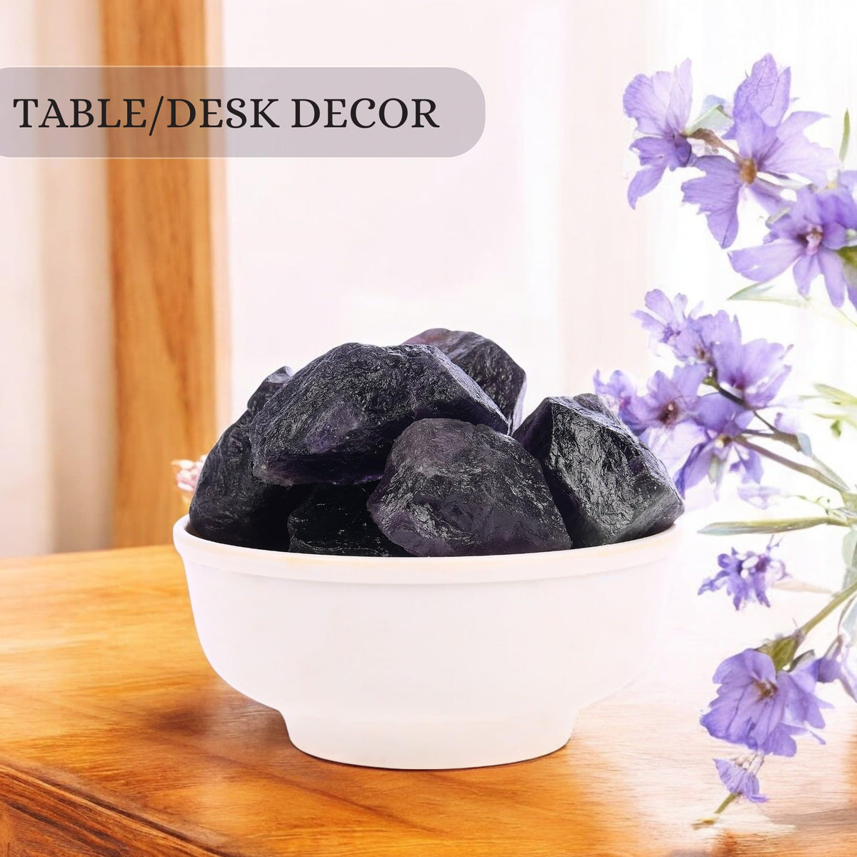 ANAYA AGATE Purple Fluorite 2 Pcs Raw Crystals Rough Gemstones w/Authenticity Card, Velvet Pouch - Large 1.25–2.0" Raw Stones for Tumbling, Cabbing, Polishing, Cutting Natural Healing Crystals for Home Decor, DIY Stones