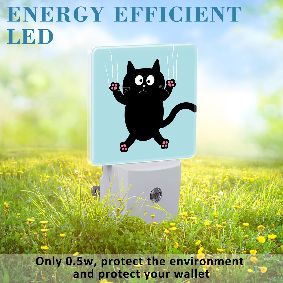 Uiaoiais Cartoon Black Cat Claw Scratch Glass Night Light for Kids, LED Night Light Plug into Wall with Dusk to Dawn Sensor for Girls Boys Women Room Decor,Hallway,Kitchen,Bathroom,Nursery,Stairs