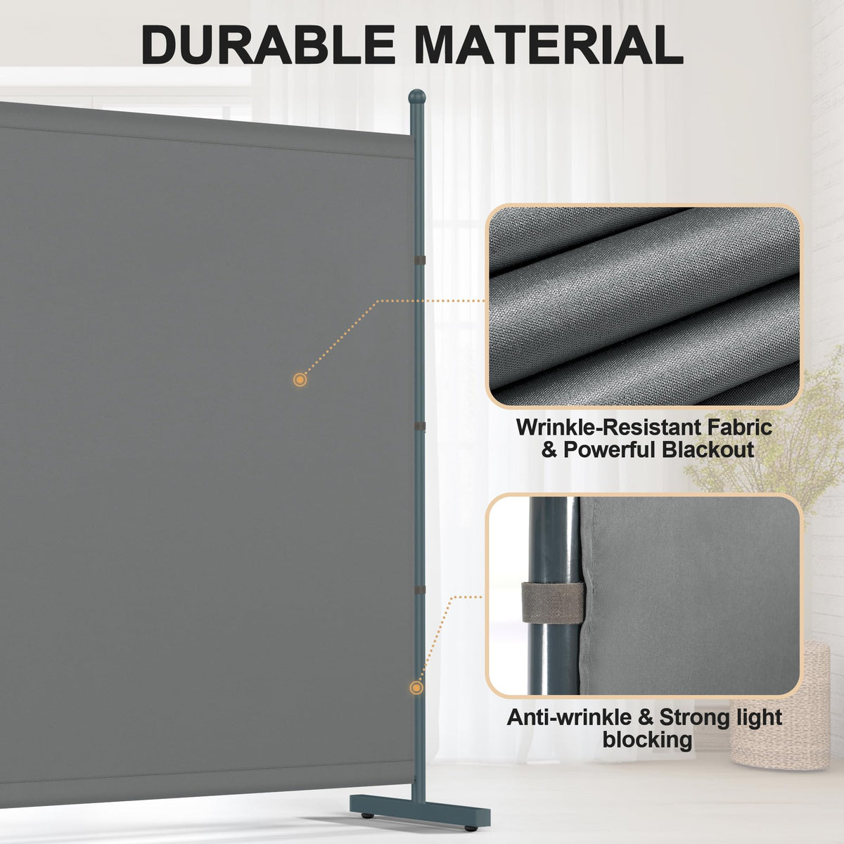 Yettsoy 6FT Extra Thick Single Panel Room Divider, Heavy Duty Privacy Partition Screen Wall Divider for Room Separation, Freestanding 71" W Room Divider Panel for Dorm Studio Office, Grey