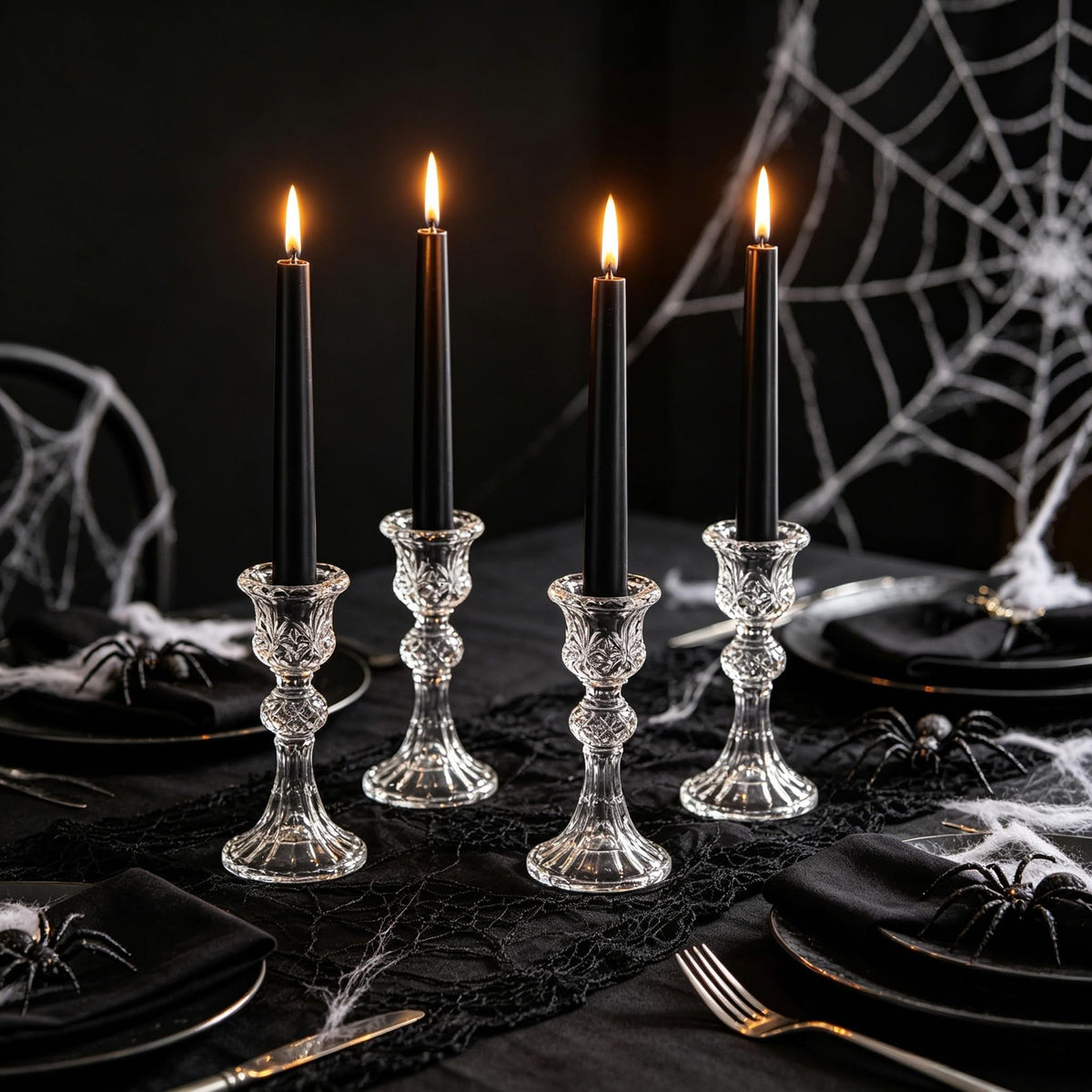 20-Pack Black Taper Candles Unscented, 10 Inch Tall Dinner Table Candlesticks for Halloween Gothic Centerpieces, Bulk Tapered Candles Long Burning Smokeless Dripless, Decorative Candle for Home Decor