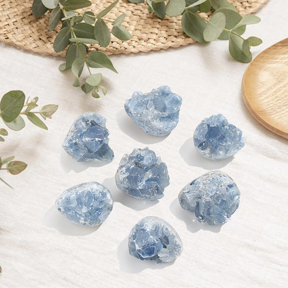 ZHIYUXI Celestite Crystals Aquamarine Stone Rocks Gems Blue Crystal Gemstones Cluster Geodes Raw Crystals Aquamarine Crystals Natural Rock Gem Stones Collection Reiki Geode Energy Balance 1pc 50-70g