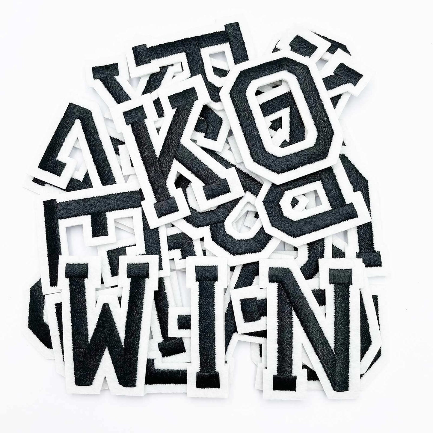 Jongdari Iron on Letters, 110 Pcs Alphabet Patches, Decorate Repair Letter Patches for Clothing Shirts Jackets Hats Jeans Shoes Bags (Black)