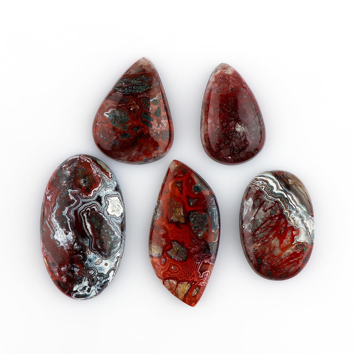 CRYSTALIS 5pcs, 25mm+ Natural Crazy Lace Agate Loose Gemstone Wholesale Bulk Cabochons Jewelry Making Supply, Chakra & Healing Polished Stones, Wire Wrapping, DIY, Gem Collection