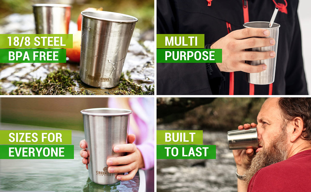 10oz Kids Cups – Stainless Steel Cups for Home, Party, Camping & Outdoor Activities – BPA Free, Unbreakable, Premium Stackable Metal Drinking Glasses for Children (4-Pack)