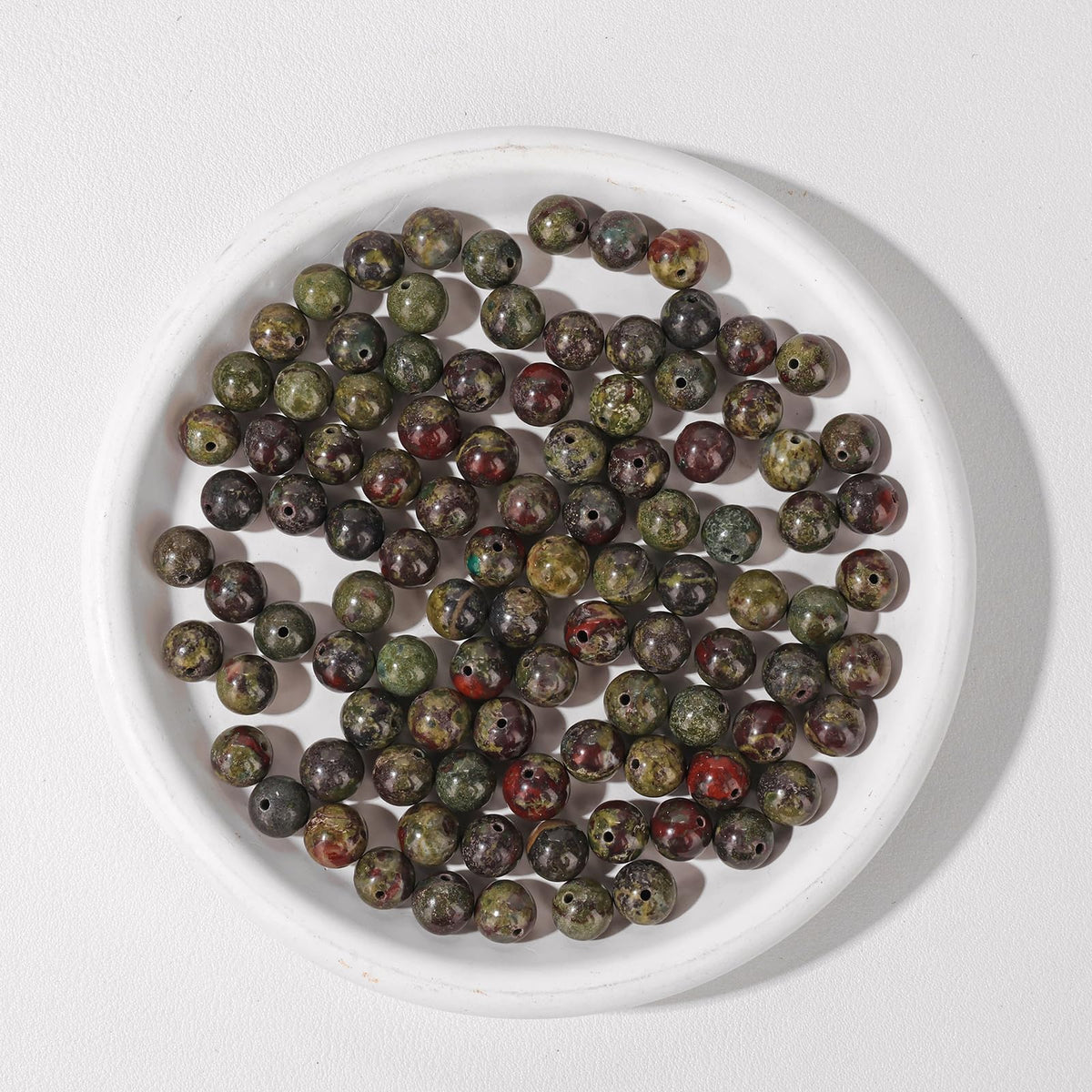 Raicegs 100pcs 8mm Bloodstone Beads Natural Gemstone Beads Round Loose Beads for Jewelry Making DIY Bracelets Necklace