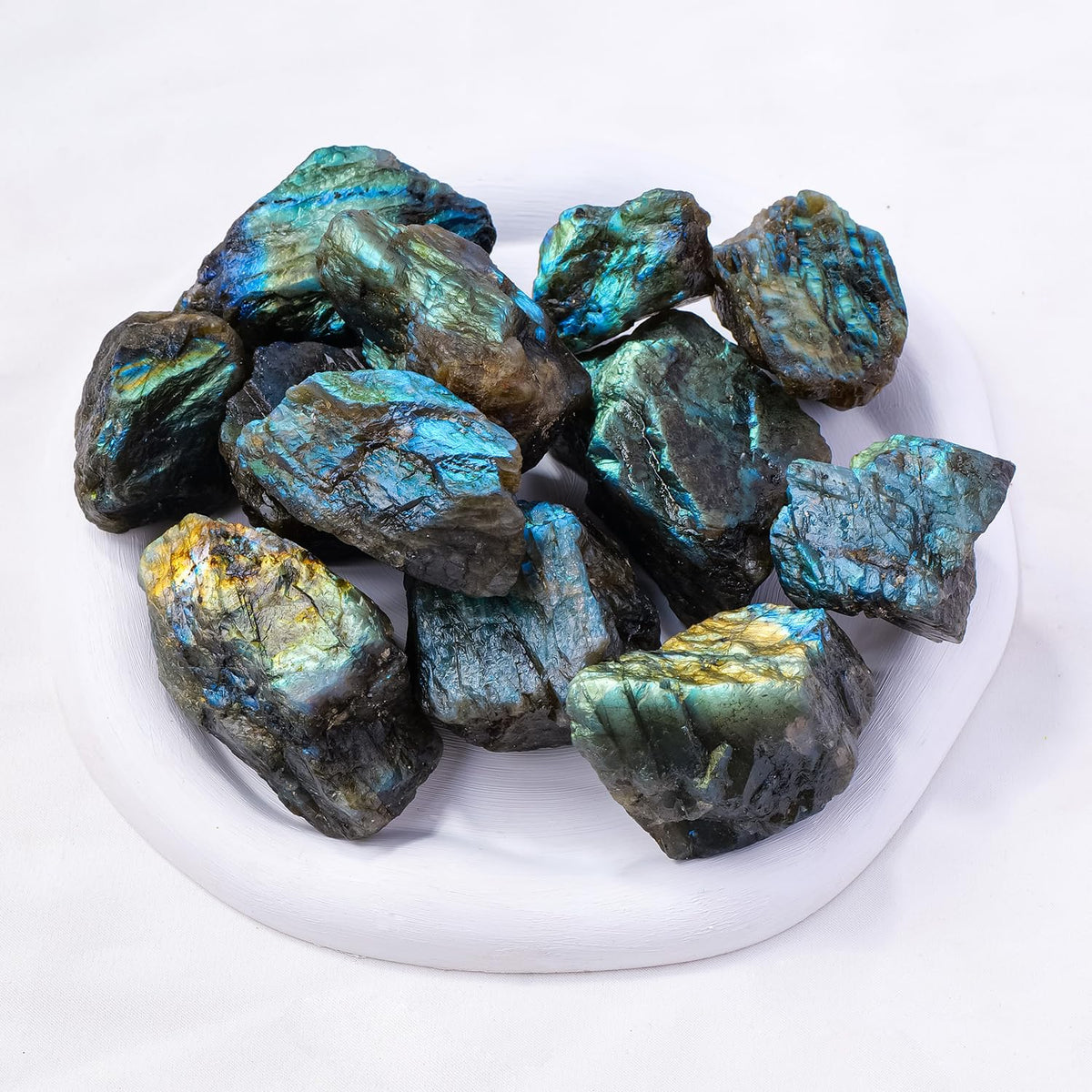 Apengshi 1.2-2'' Labradorite Raw Stone Natural Crystal Healing Crystal and Stone Rough Rocks for Fountain Home Garden Decor Meditation