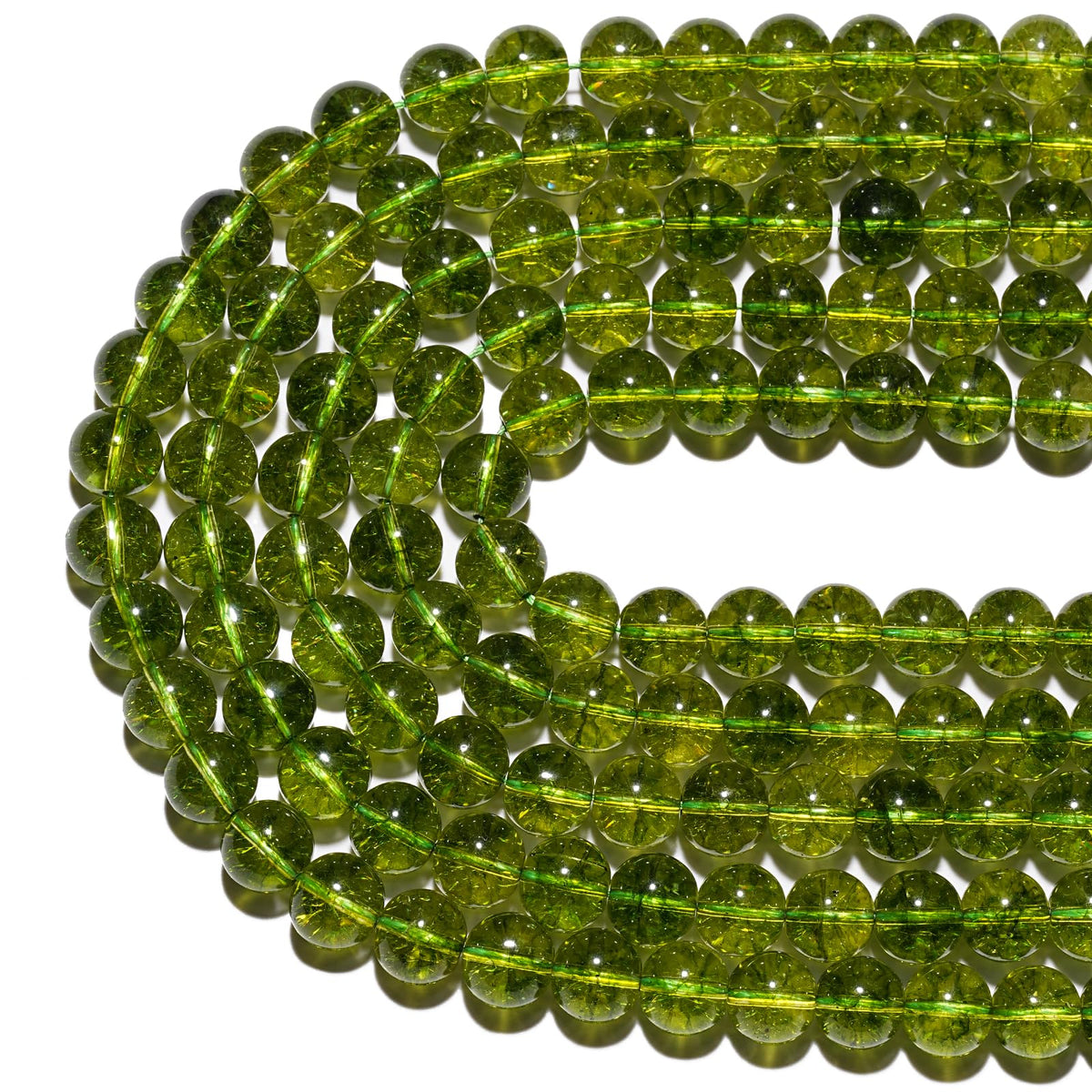 10mm Natural Peridot Gemstone Beads Polished Round Smooth Stone Beads for Bracelets Jewelry Making 15inch Loose Beads