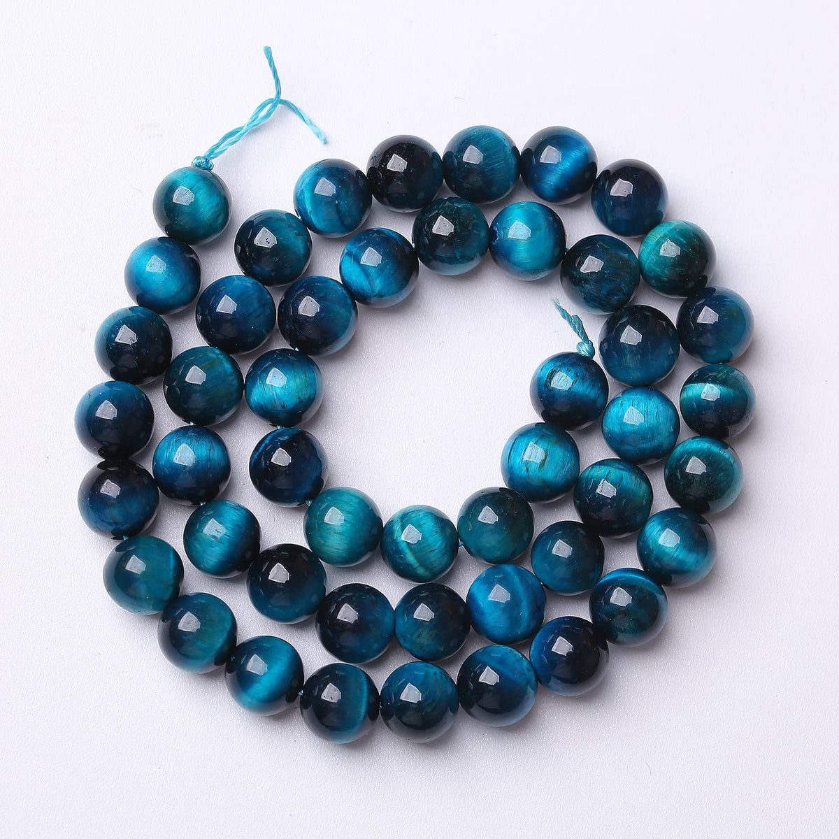 Blue Tiger Eye Gemstone Loose Beads Natural Round Loose Stone Beads for Jewelry Making DIY Bracelet Necklace Earrings 6mm 61-63pcs 1 Strand 15" (Blue Tiger Eye, 6mm)