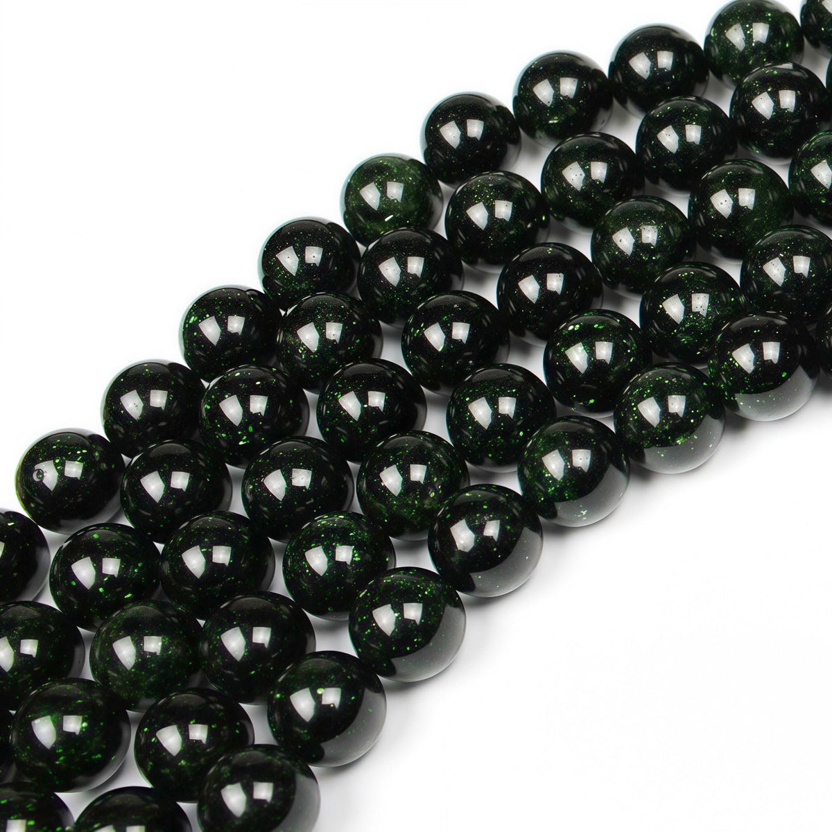 MJDCB Best Sellers Green Sand Stone Round Stone Beads for Jewelry Making DIY Bracelet Necklace (8mm)