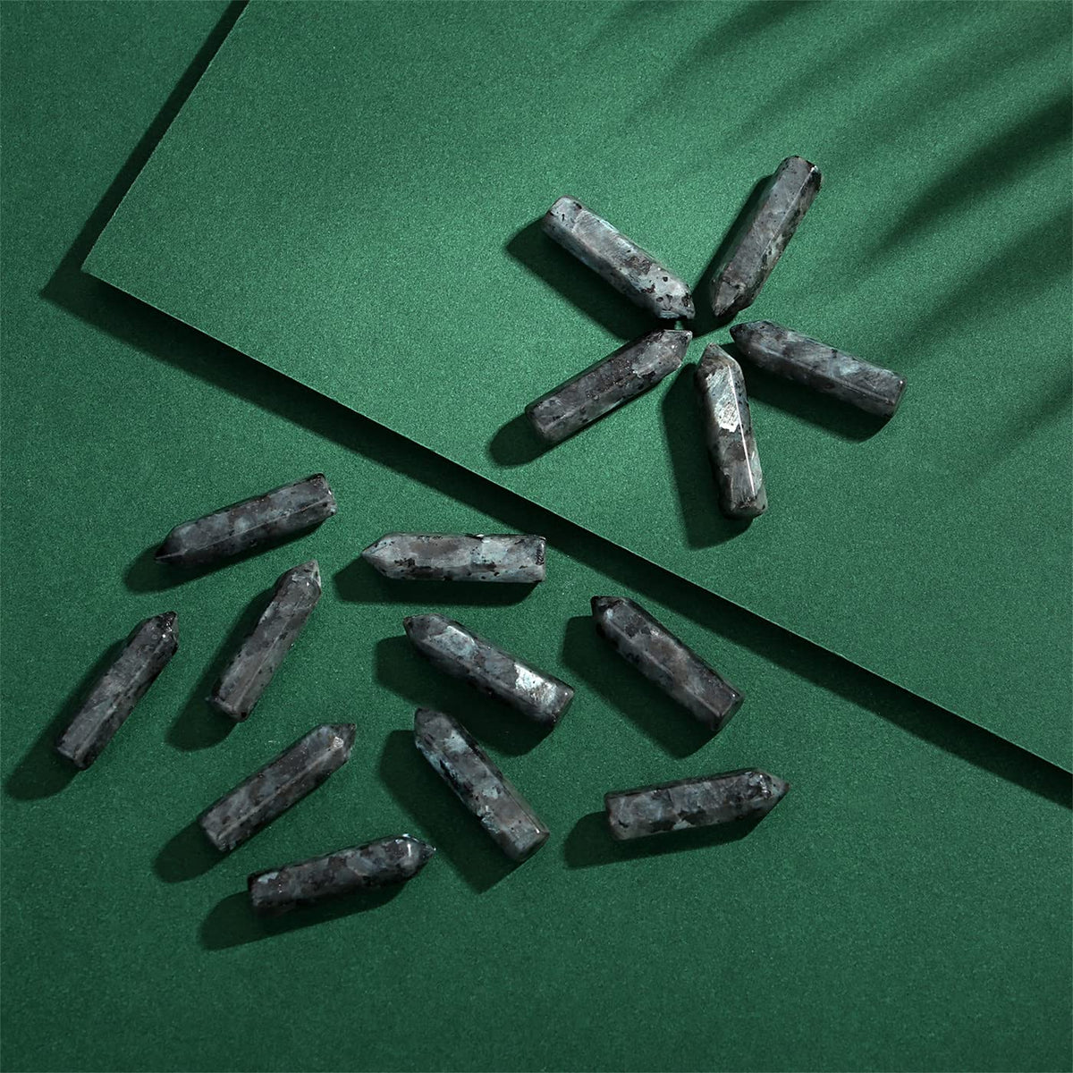 10PCS Black Labradorite Natural Healing Crystals Stones Sets Polished Tumbled Pocket Gemstones Bulk Hexagonal Points Reiki Energy Balancing Chakra Meditation Therapy Desk Decor Gift