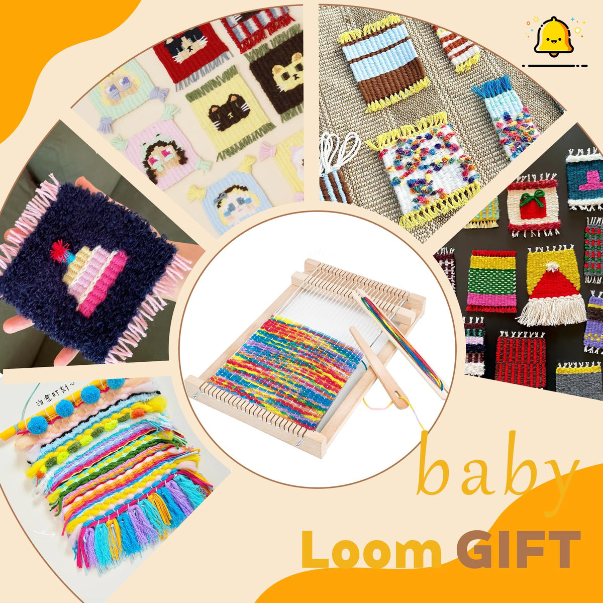 Wooden Weaving Loom Kit for Kids,Arts and Crafts Mini Weaving Loom with Colorful Weaving Yarns,11.4" x 7.5" Frame Looms for DIY Tapestry,Coaster,Art Projects,DIY Weaving Kit for Beginners and Adults