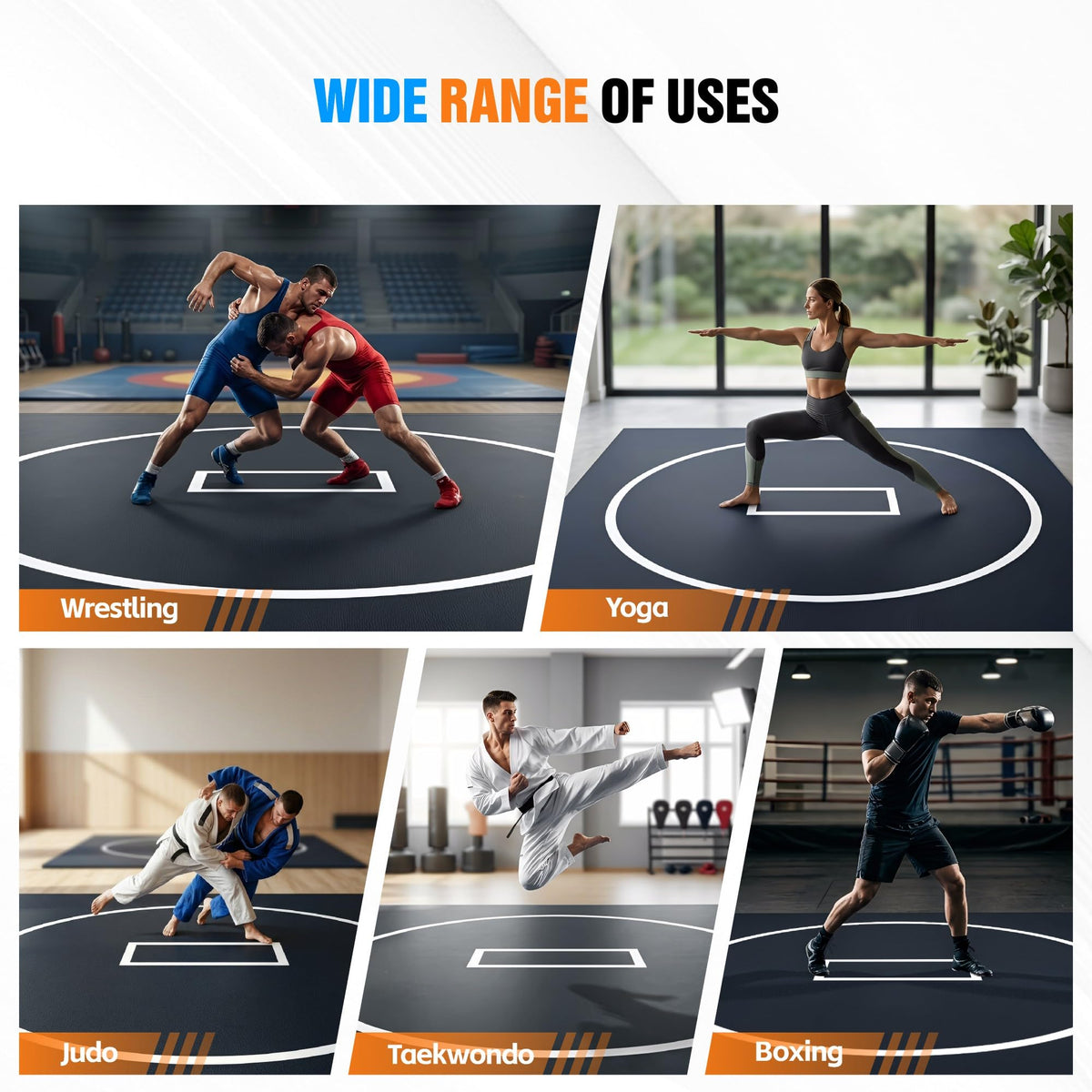 10' x 10' Martial Arts Mat, Foldable Wrestling & Grappling Mat with Thick XPE Foam, Non-Slip Home Gym Training Mat for BJJ, MMA, Judo & Fitness (10ft * 10ft * 1.2inch)