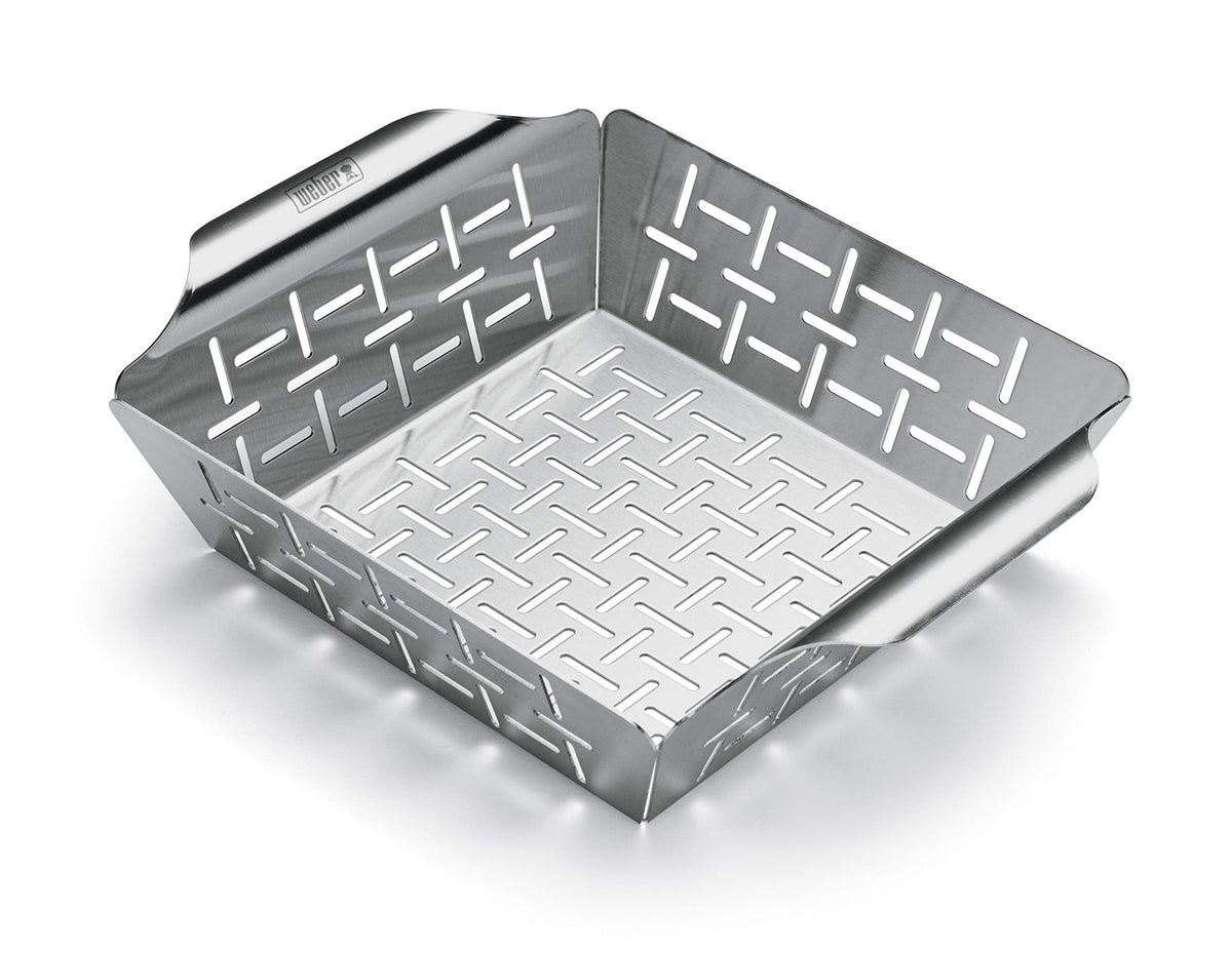 Weber Style Small Stainless Steel Vegetable Basket – Durable Grill Basket for Side Dishes, Fits All Weber Grills, Silver