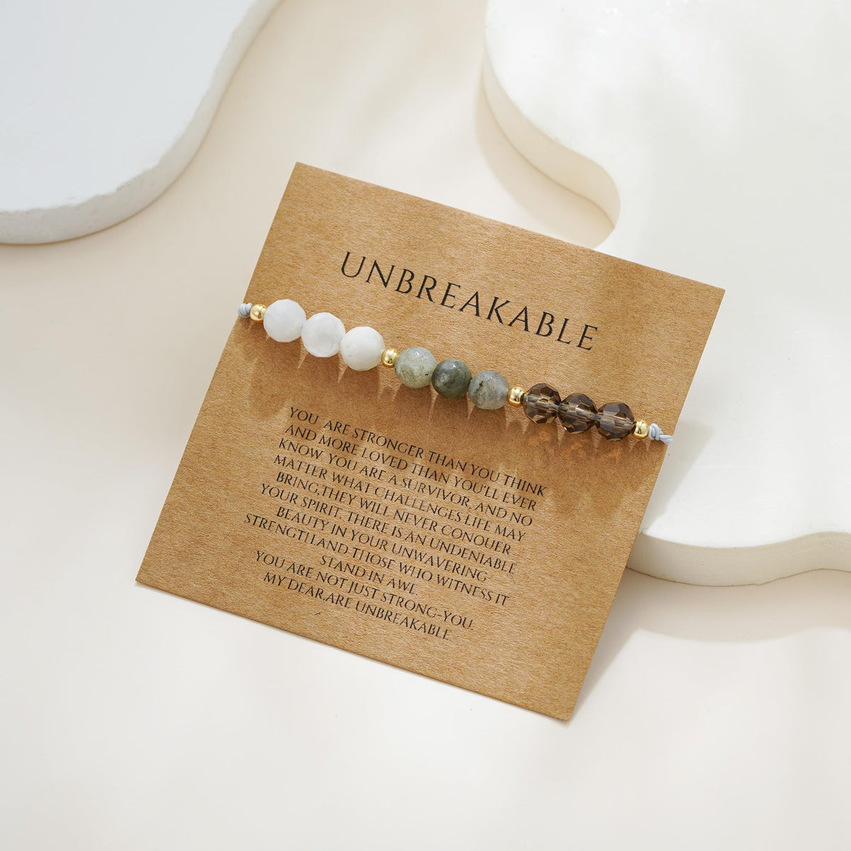 Fezodo Anxiety Relief Bracelet for Women, Unbreakable Stress Relief Bracelet Crystal Healing Inspirational Gift for Her Chistmas Valentines day Birthday Gift for Friends Women Men