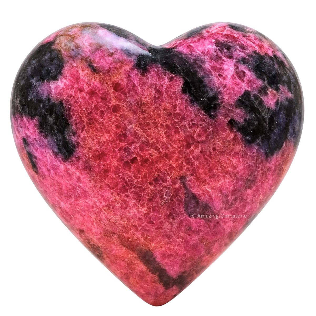 Rhodonite Crystal Heart Palm Stone - Pocket Massage Worry Stone for Natural Body Chakra Balancing, Reiki Healing and Crystal Grid