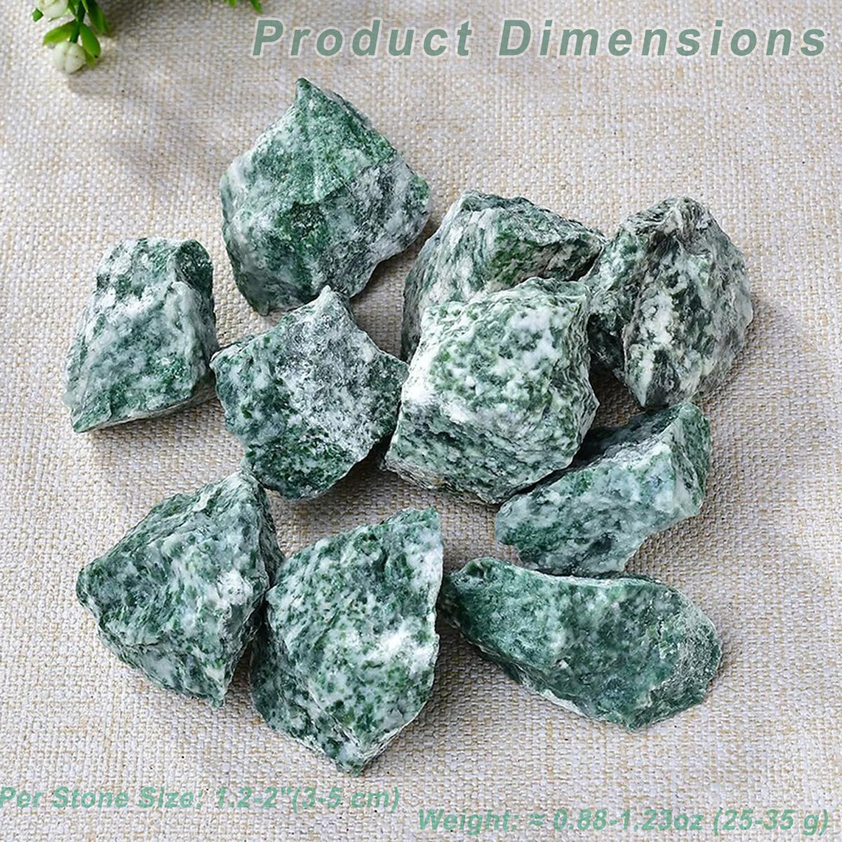 Erliway 1.25-2" Natural Green Dot Jasper Raw Stone and Healing Crystals, Rough Green Dot Stone for Tumbling, Cabbing, Fountain Decor, Raw Crystal and Healing Stones for Polishing, Wicca & Reiki