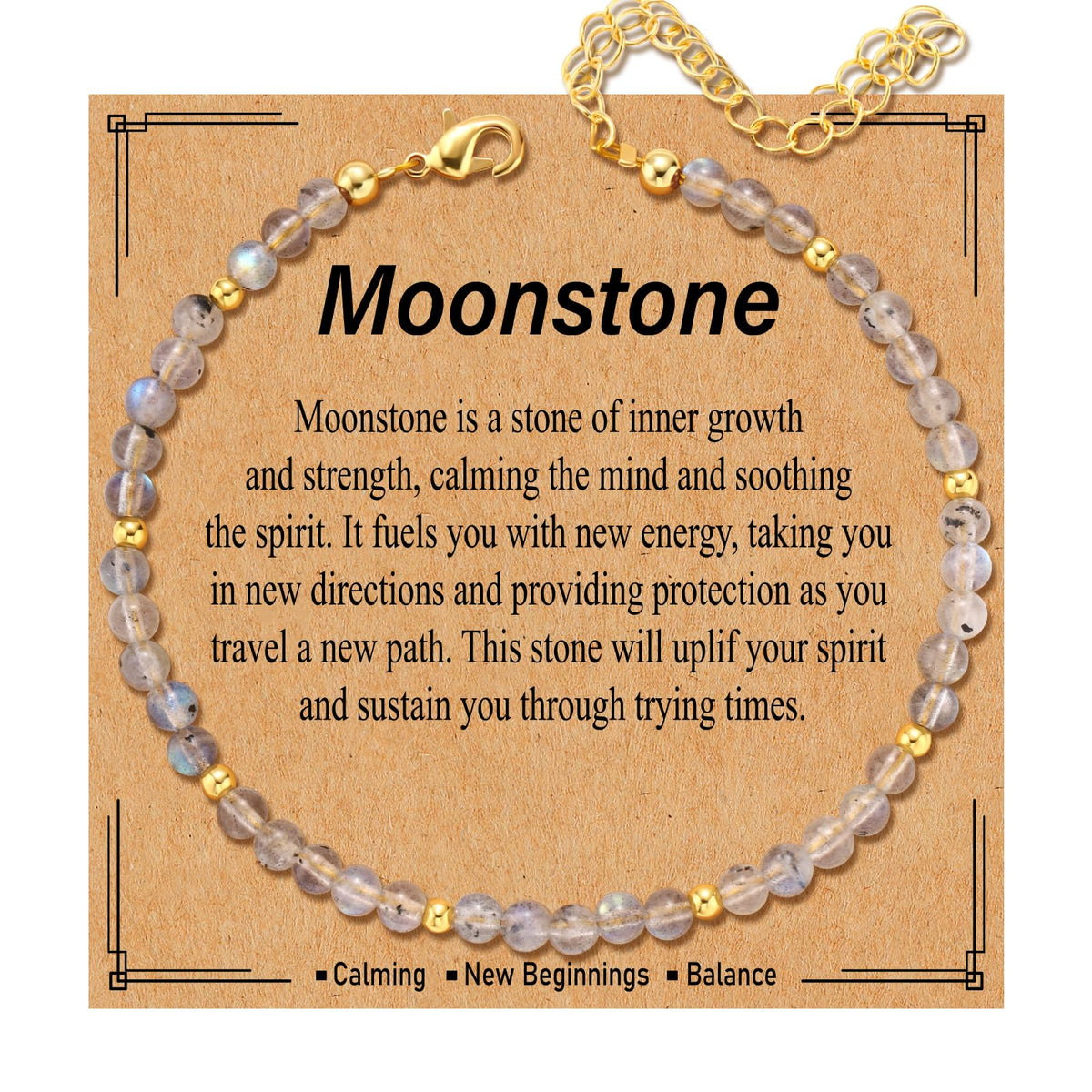 Kenailw Moonstone Bracelet for Women Moon Stone Beads Bracelets Natural Stones Jewelry Gift