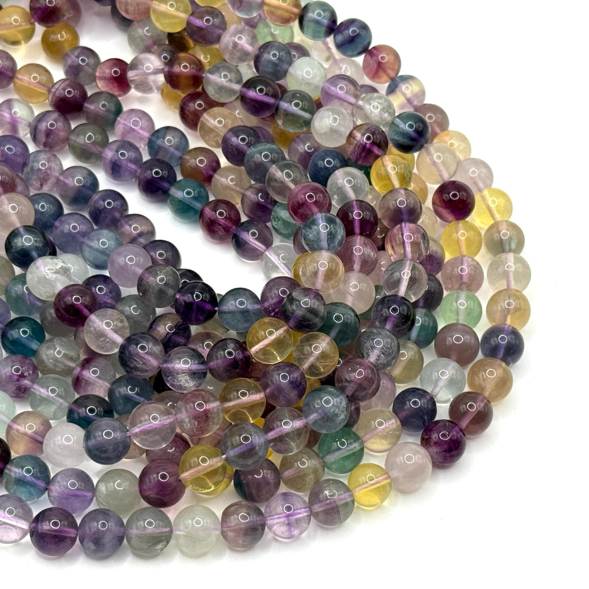 ABCGEMS Aqua Prism Fluorite Beads from Mexico (Authentic Quad Color - No Dye, Just Earth) Beading Supplies - Loose Beads for Jewelry Making - Smooth Round 10mm