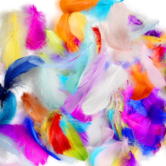 CONEHOY 3300 Pcs Craft Feathers Bulk 3-5 in Colorful Crafts Feathers Rainbow Feather Decoration for Table Centerpiece Wedding Mask Mardi Gras Suppl Carnival Party