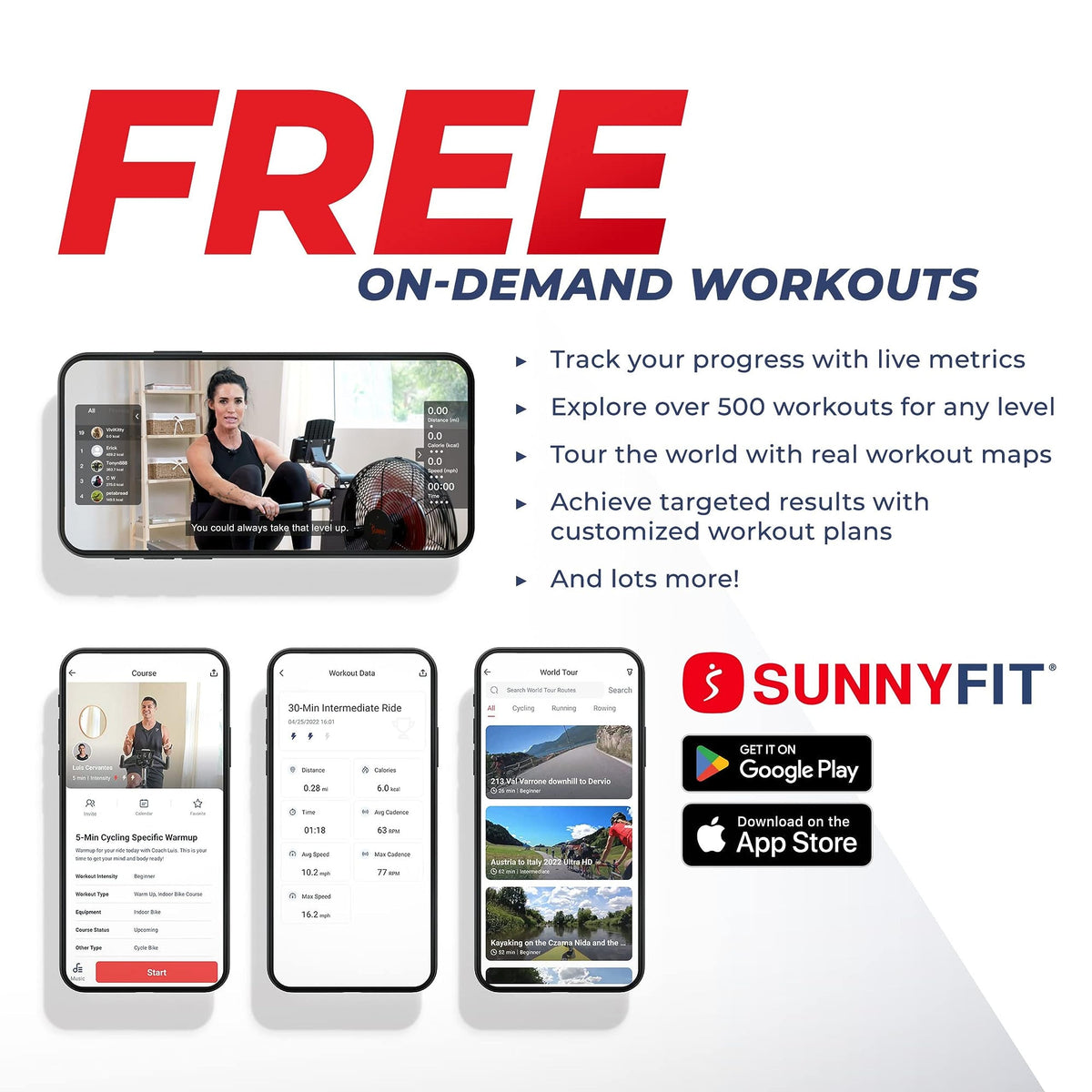 Sunny Health & Fitness Smart Compact Magnetic Rowing Machine with Exclusive SunnyFit® App Enhanced Bluetooth Connectivity – SF-RW521020