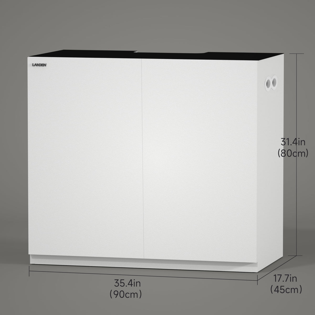 LANDEN Aquarium Wooden Stand and Cabinet for up to 44 Gal Tank, Fish Reptile Sea Salt WaterTank Stand, Nano Foam Leveling Mat Included, W35.5xD17.7xH31.5 in, Wooden Matte White Painted(Stand Only)