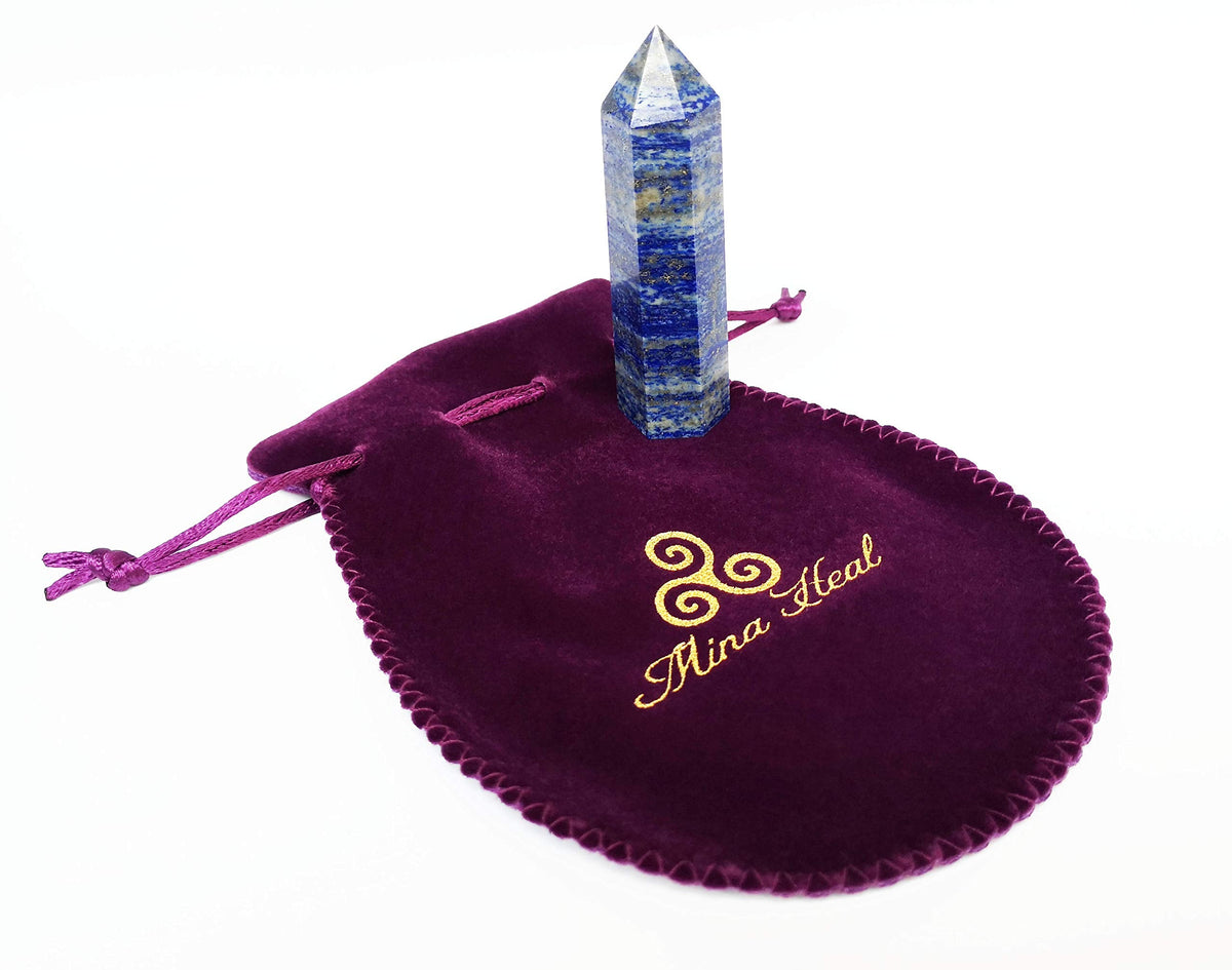 Lapis Lazuli Healing Crystal Wands Point Faceted Prism Bars for Reiki Chakra Meditation Therapy Deco by Mian Heal