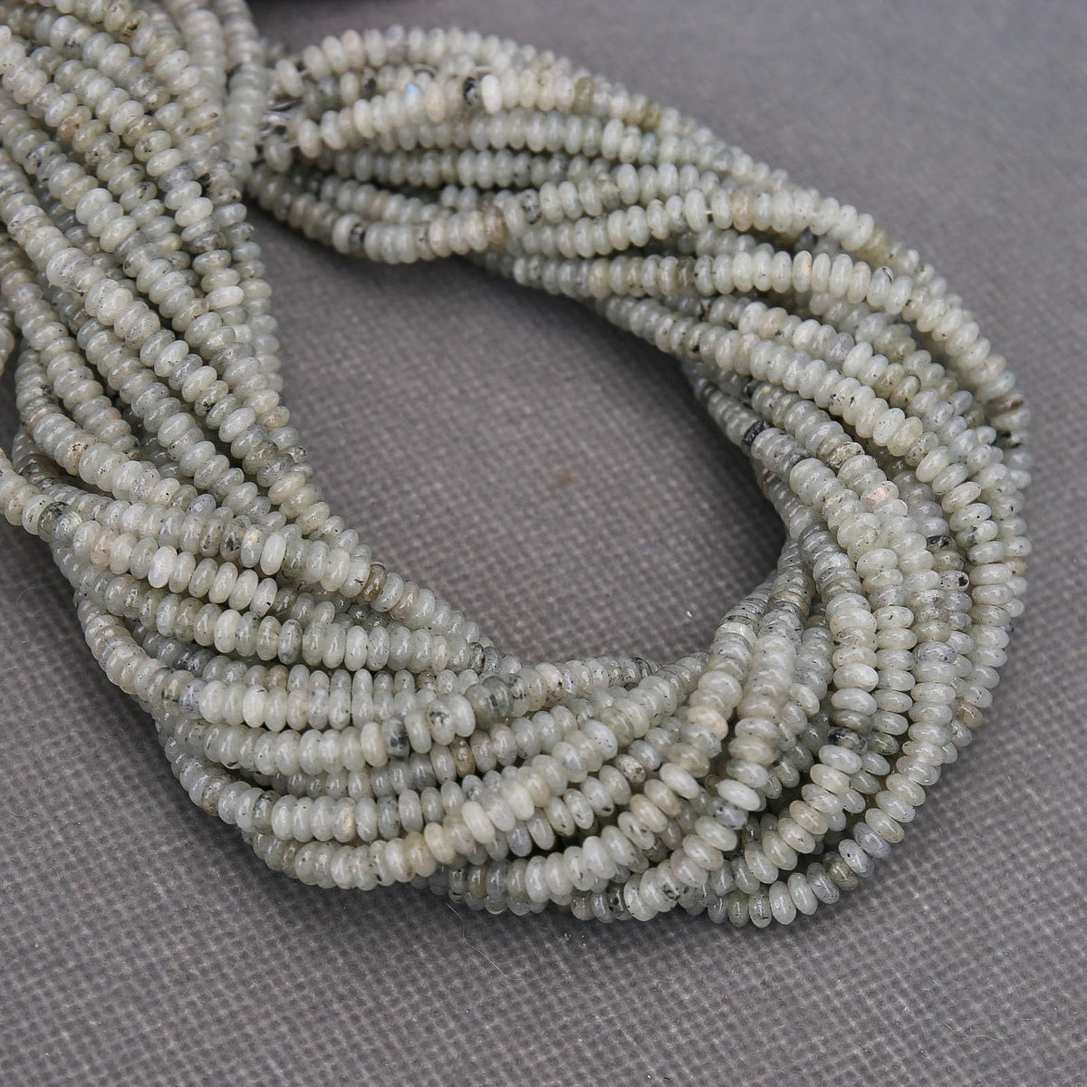 BONNY BOXX 1 Strand (150PCs) Natural 2 * 4mm Grey Labradorite Rondelle Beads, Natural Abacus Disk Stone Beads Loose Spacer Gemstone for DIY Bracelet Necklace Jewelry Making