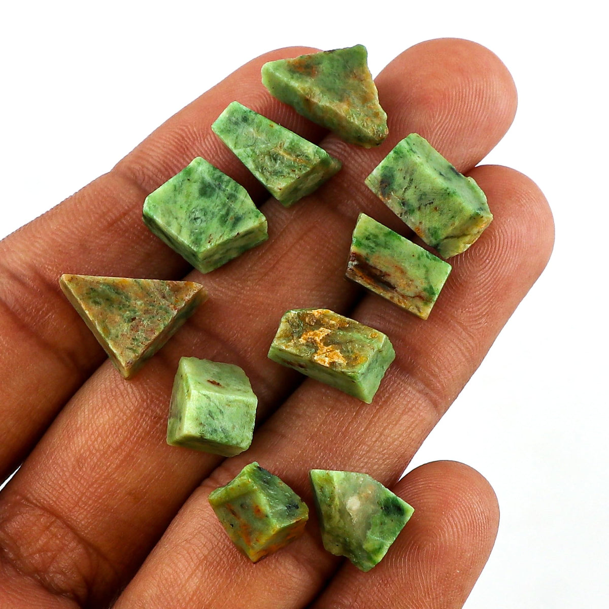 CRYSTALINES (10pcs) Natural Raw Chrysoprase Gemstones, Assorted Bulk Rough Stones, DIY Jewelry Making, Wholesale Loose Supply, Chakra Healing Crystals, Gem Collection
