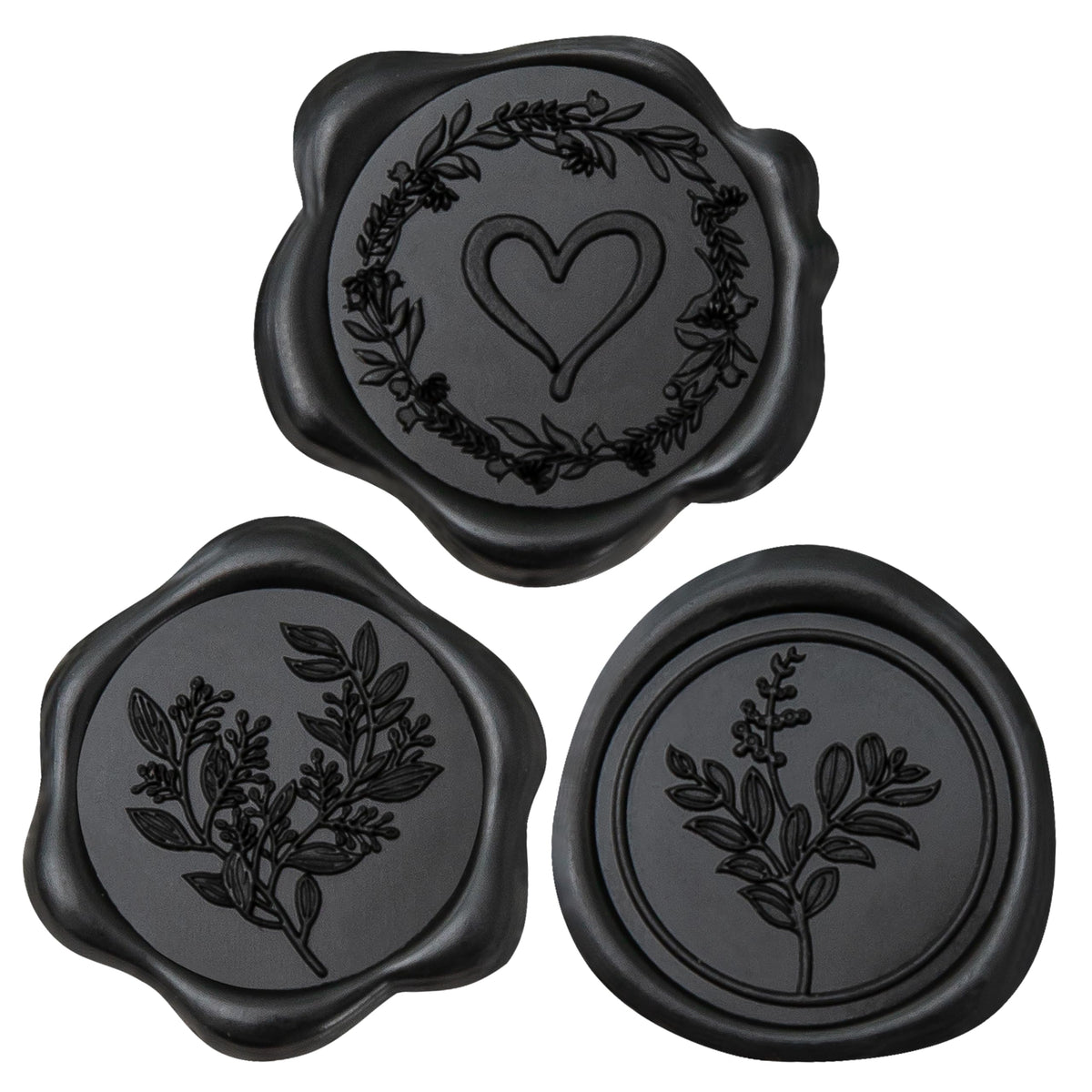 Uwilowe 60 Pcs Black Wax Seal Stickers Self-Adhesive Envelope Seals Stamp Stickers, Perfect for Wedding Invitations Seating Chart Christmas Gift Wrapping 3 Designs in 1 Pack
