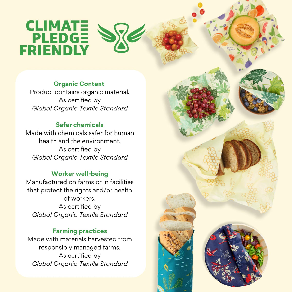 Bee's Wrap Beeswax Wraps for Food - Cut to Size 14x52" Beeswax Wrap Roll - Plastic Free Made in USA Reusable Natural Food Wrap - Bakery Lane