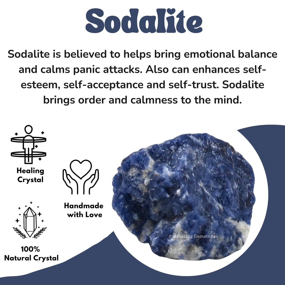 Sodalite Raw Crystals and Healing Stones, Natural Rocks for Tumbling and DIY Raw Stones and Crystals (1 lb)