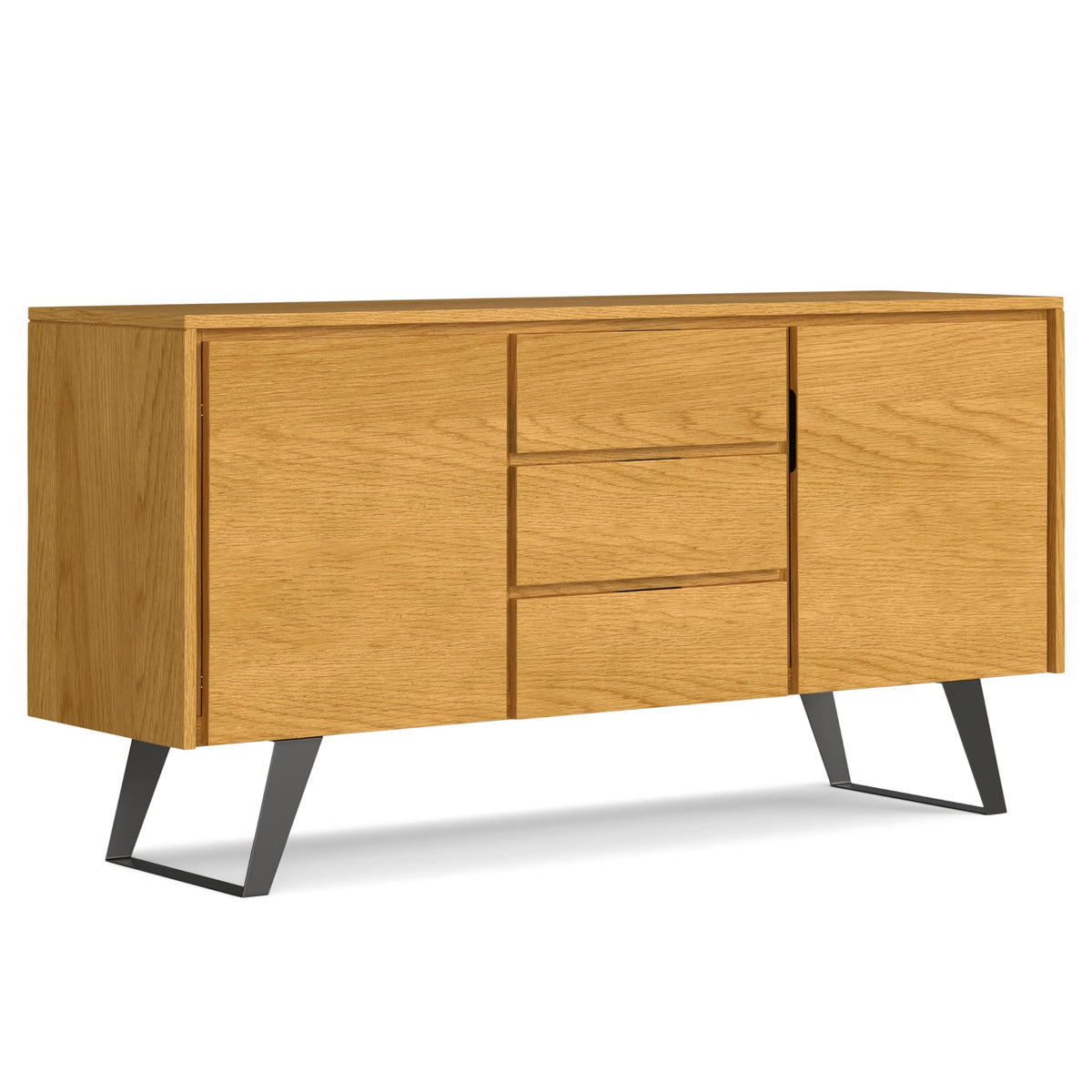 SIMPLIHOME Lowry 60 inch x 17 inch Rectangle Modern Industrial Sideboard Buffet in Oak Veneer for the Dining Room and Kitchen