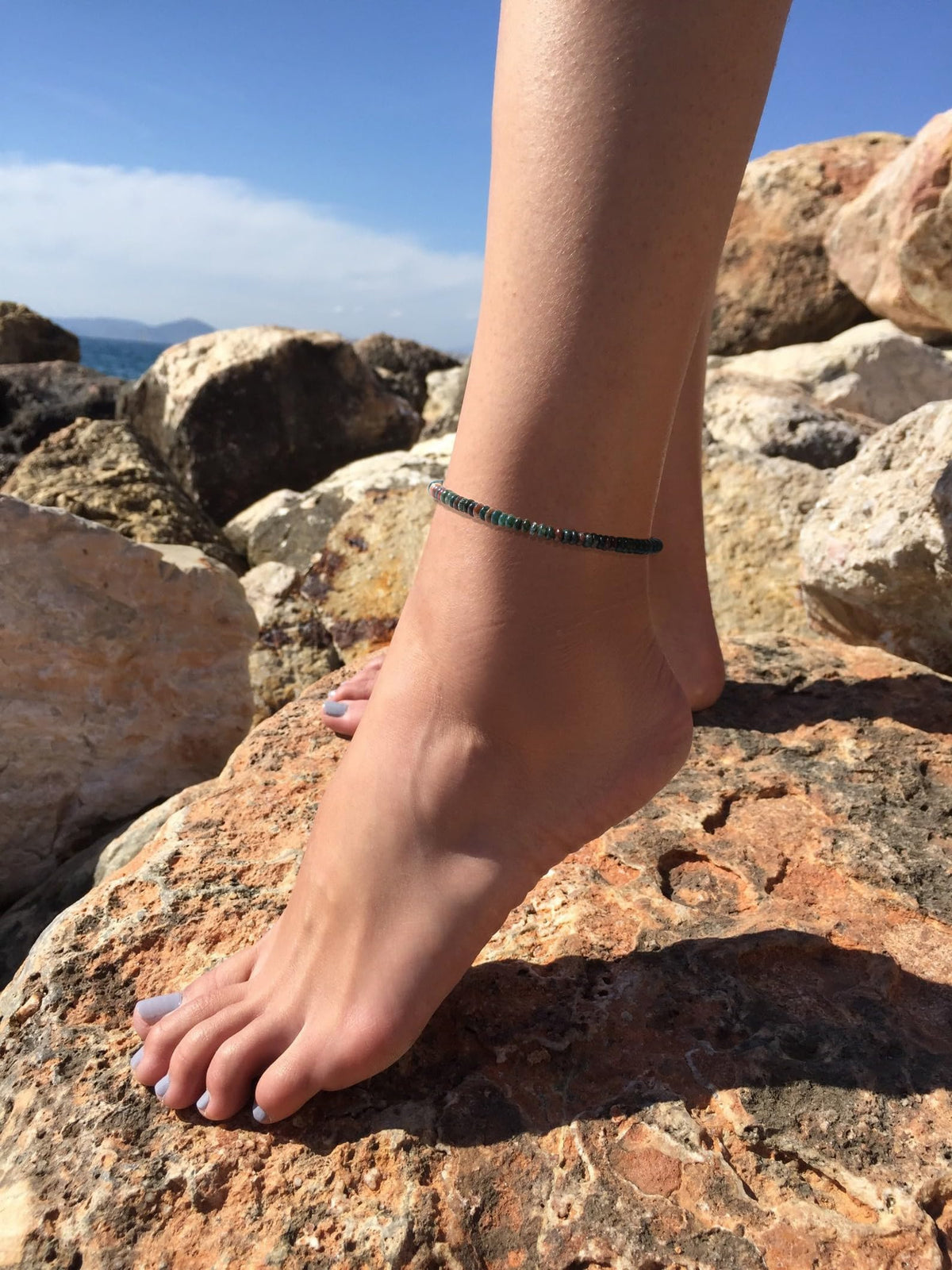 Jinxiuge Stone Beaded Anklets for Women Handmade Beach Boho Beads Ankle Bracelet Jewelry for Birthday Party Gift for Her