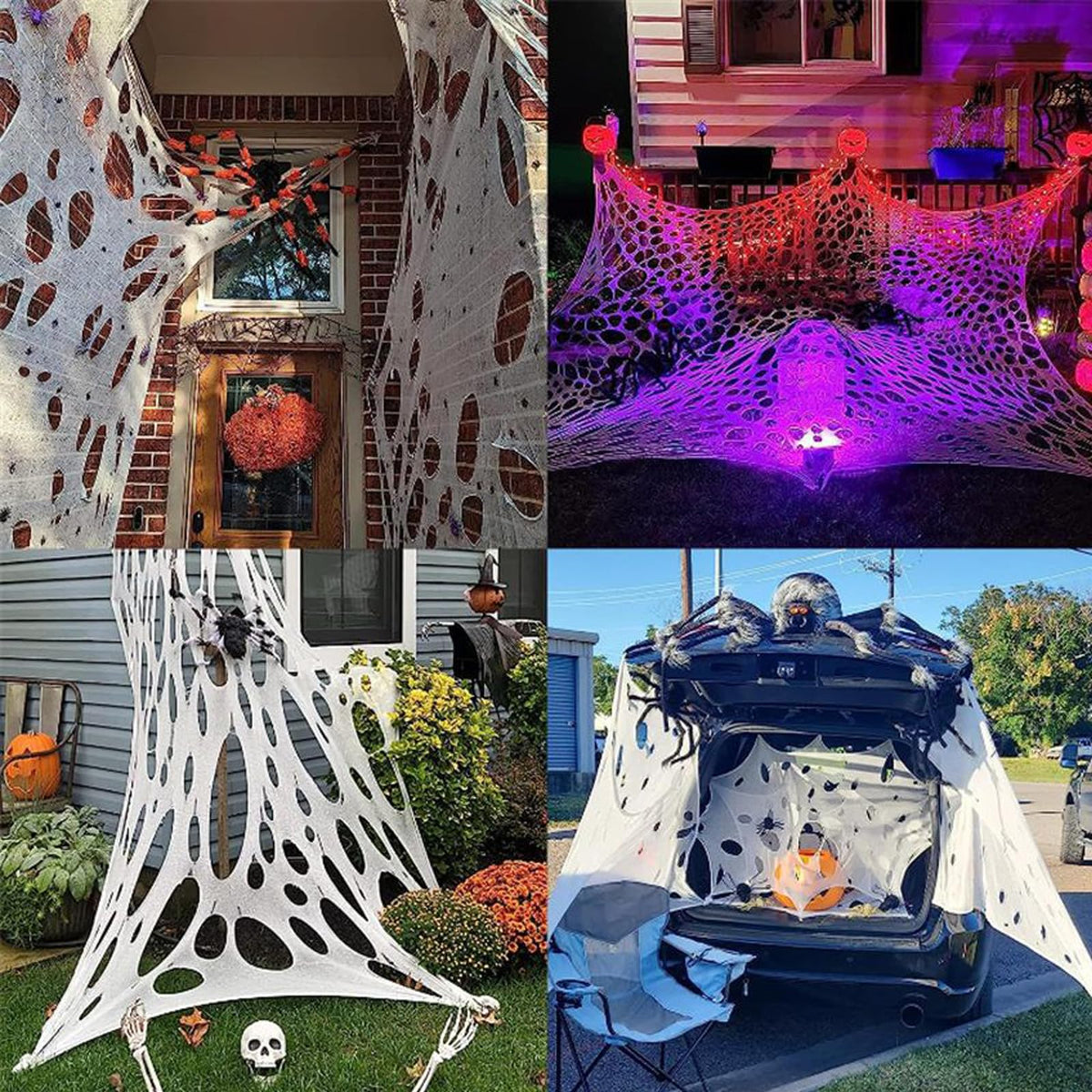CMKTA Spider Web Halloween Decoration, 2 lb Weight Giant Elastic Spider Web Outdoor Decorations, DIY Beef Netting Spider Web Halloween Party Decor (950 Sqft)