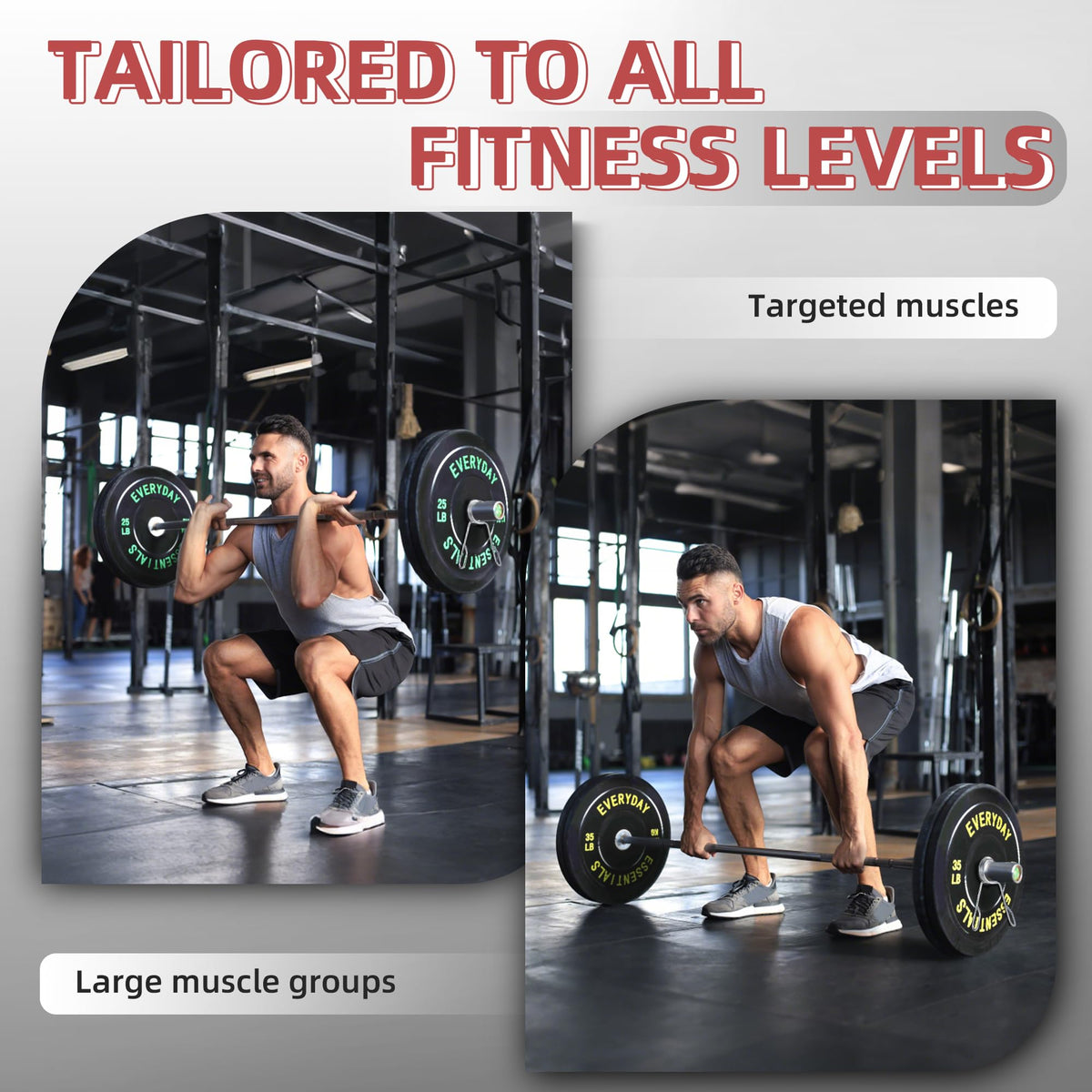 Fitvids 2-Inch Olympic Bumper Weight Plates Including 280 LB Weight Plates & 7FT Olympic Barbell Bar, Black
