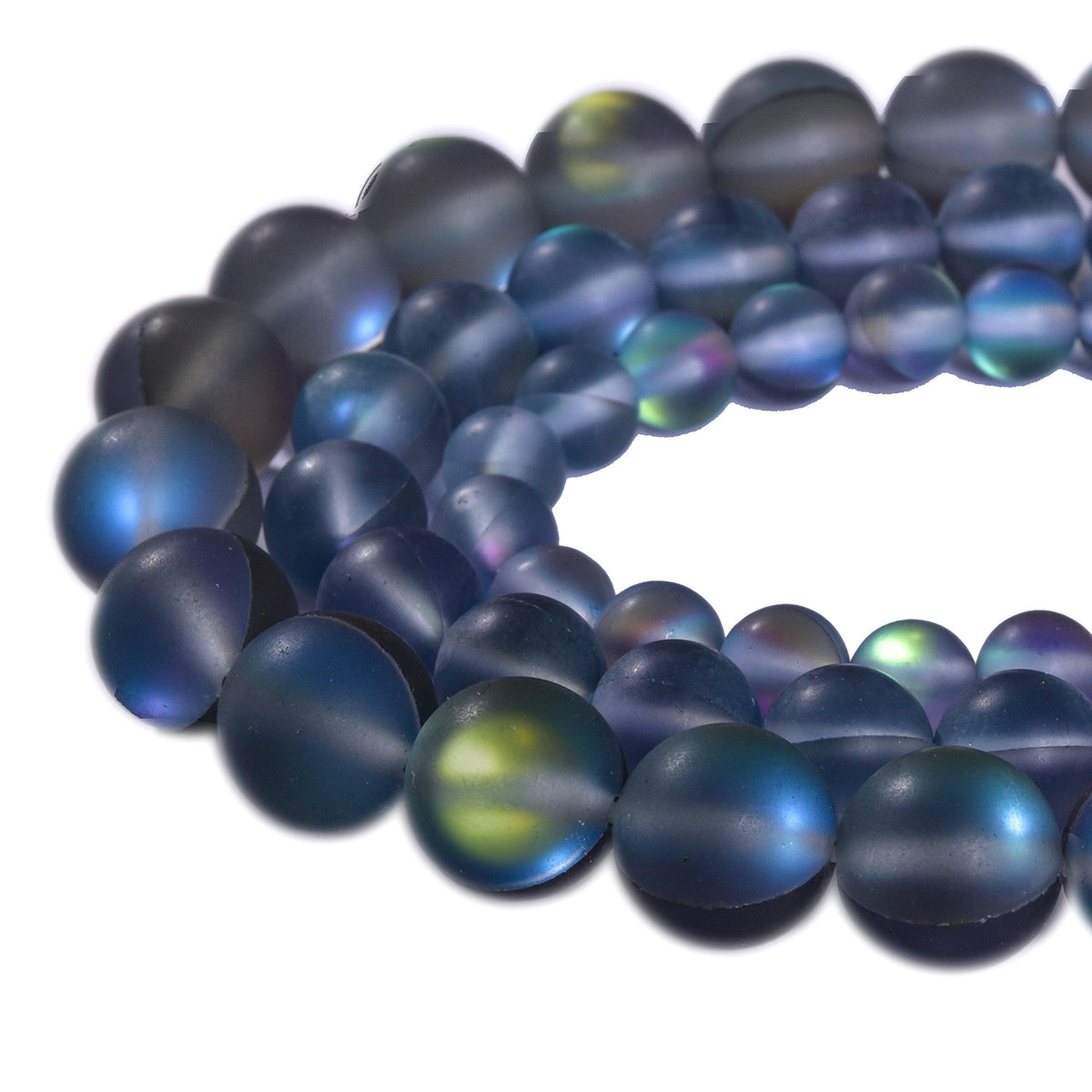 Asingeloo 38PCS 10mm Natural Gray Mystic Aura Quartz Gemstone Frosted Matte Titanium Round Loose Spacer Beads 15 inch Full Strand Crystal Healing Power Quartz