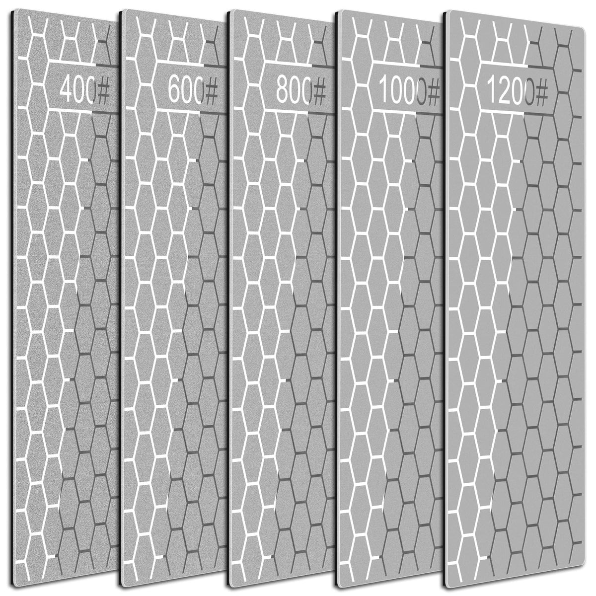 Diamond Sharpening Stone, 5 Pcs Knife Sharpener Stone with Non-Slip Base, Diamond Sharpening Plate for Scissors Pocket Knife Outdoor Kitchen Sharpening Tools (400/600/800/1000/1200 Grit)