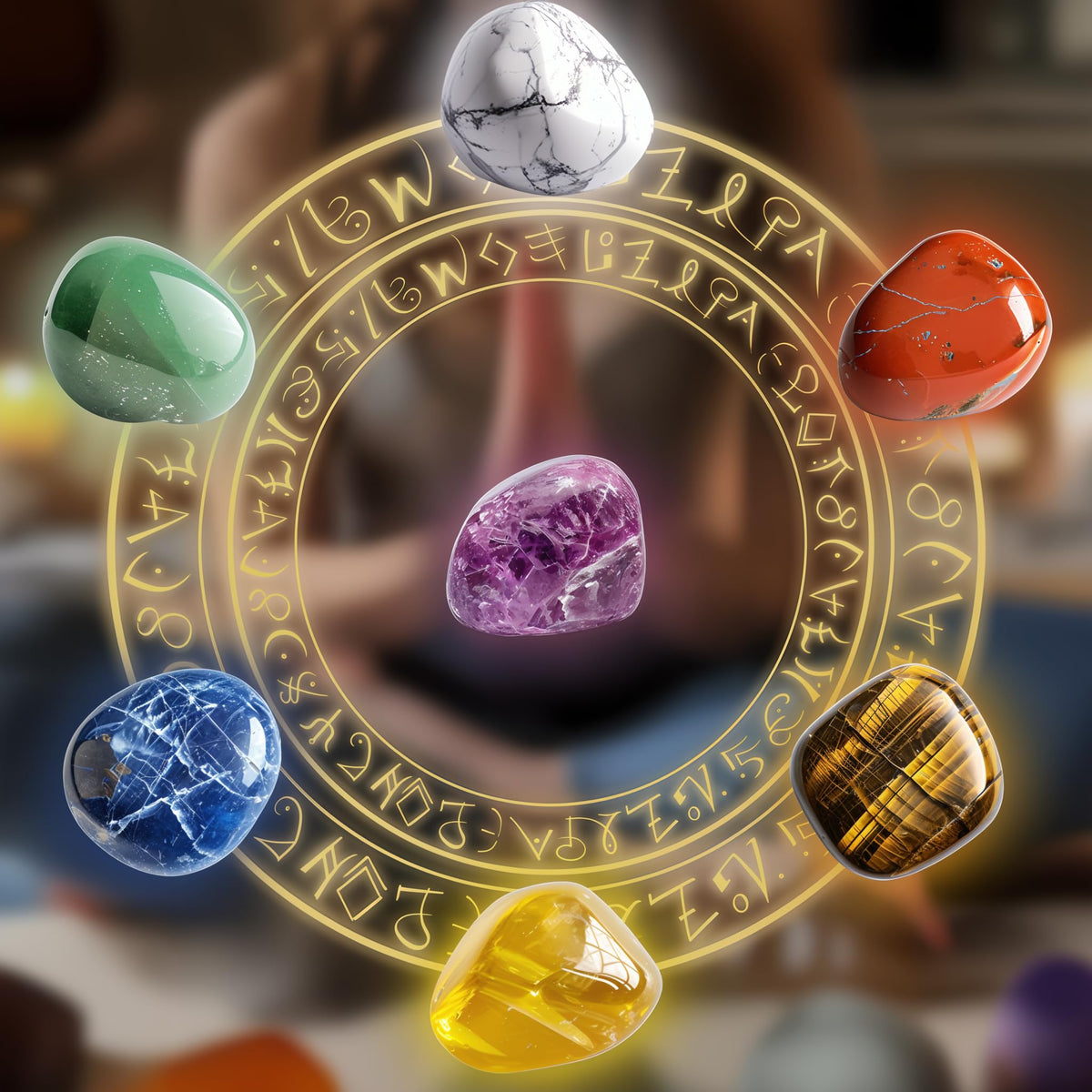 SigMntun Polished 7 Pcs Chakra Healing Stone Rocks Set – 0.8" Natural Tumbled Gemstones, Large Palm-Sized Pocket Stones, Crystal Collection for Reiki, Meditation, Crafts and Home Decor