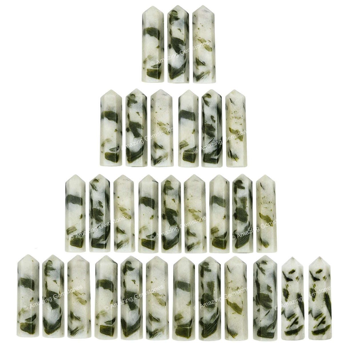 Amazing Gemstone Green Tourmaline in Quartz Crystal Points Bulk Healing Crystals - Pack of 3 Single Terminated Healing Wand Point Bulk Crystals for Crafts, Crystal Grid, DIY Work