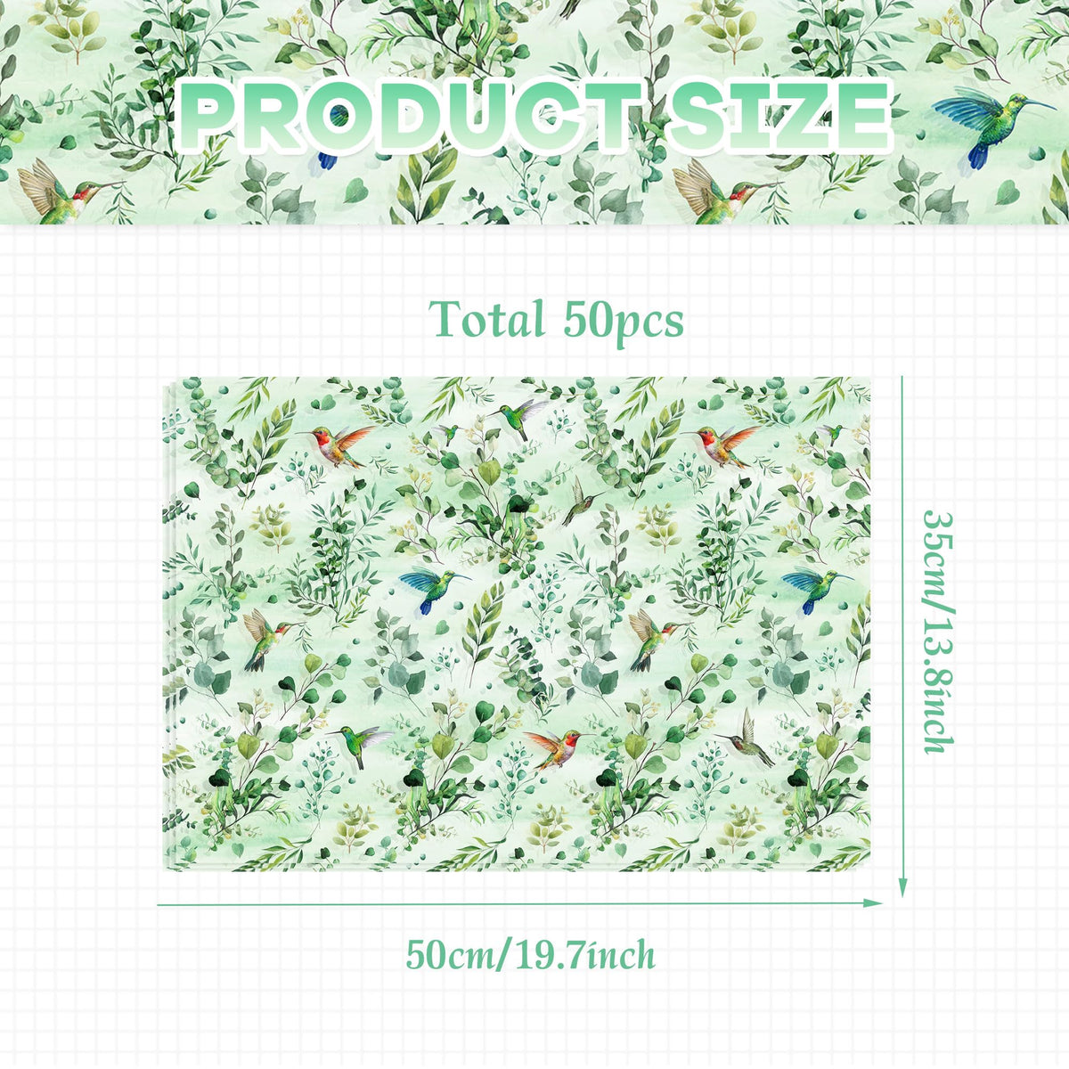 BACH AND BOUJEE 50 Sheets Greenery Eucalyptus Tissue Paper for Gift Bags Sage Green Tissue Papers Spring Floral Gift Wrapping Paper Printed DIY Crafts Packaging Birthday Wedding Party