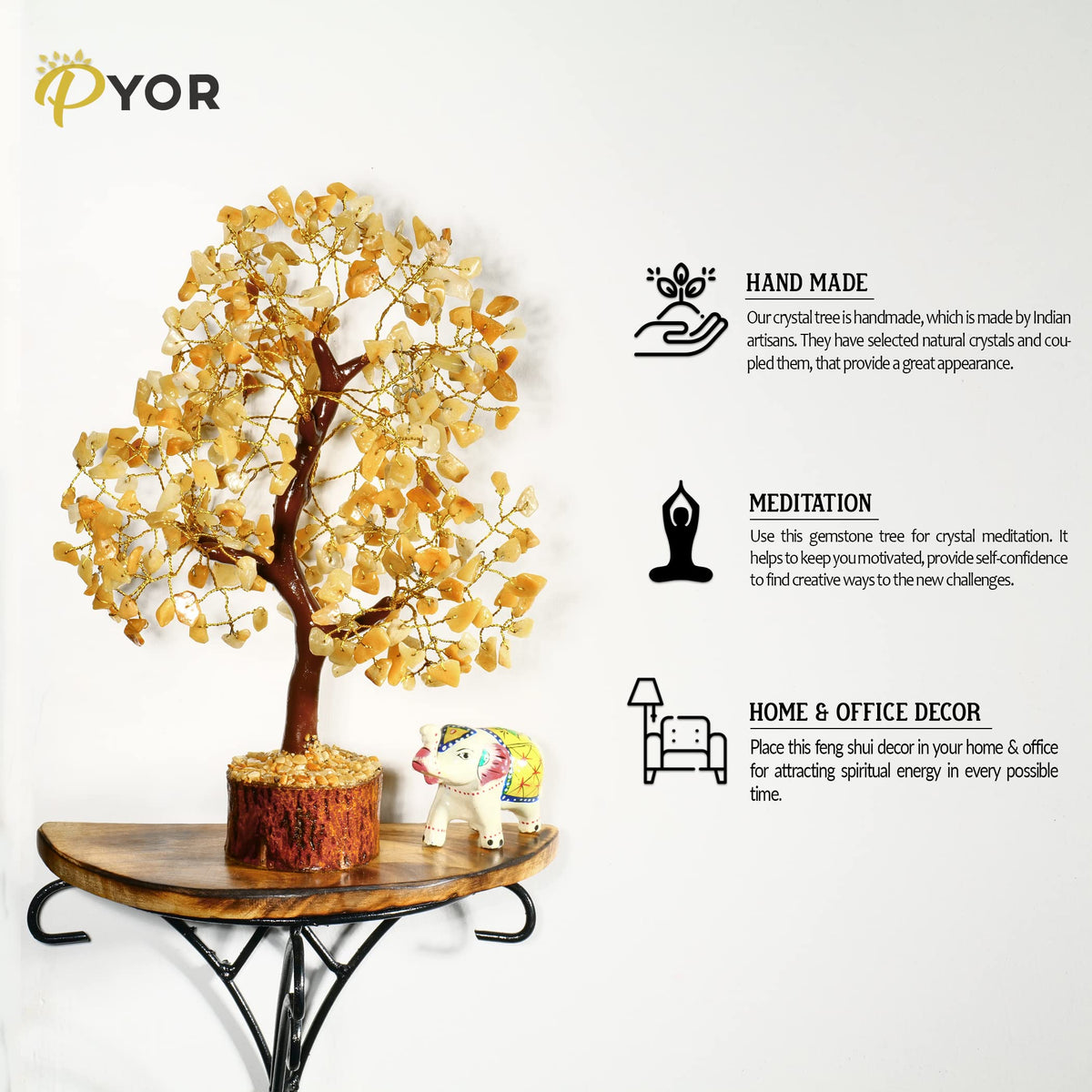PYOR Yellow Aventurine Crystal Tree, Money Tree, Crystals and Healing Stones, Yellow Room Decor, Spiritual Decor, Feng Shui, House Warming Gifts New Home