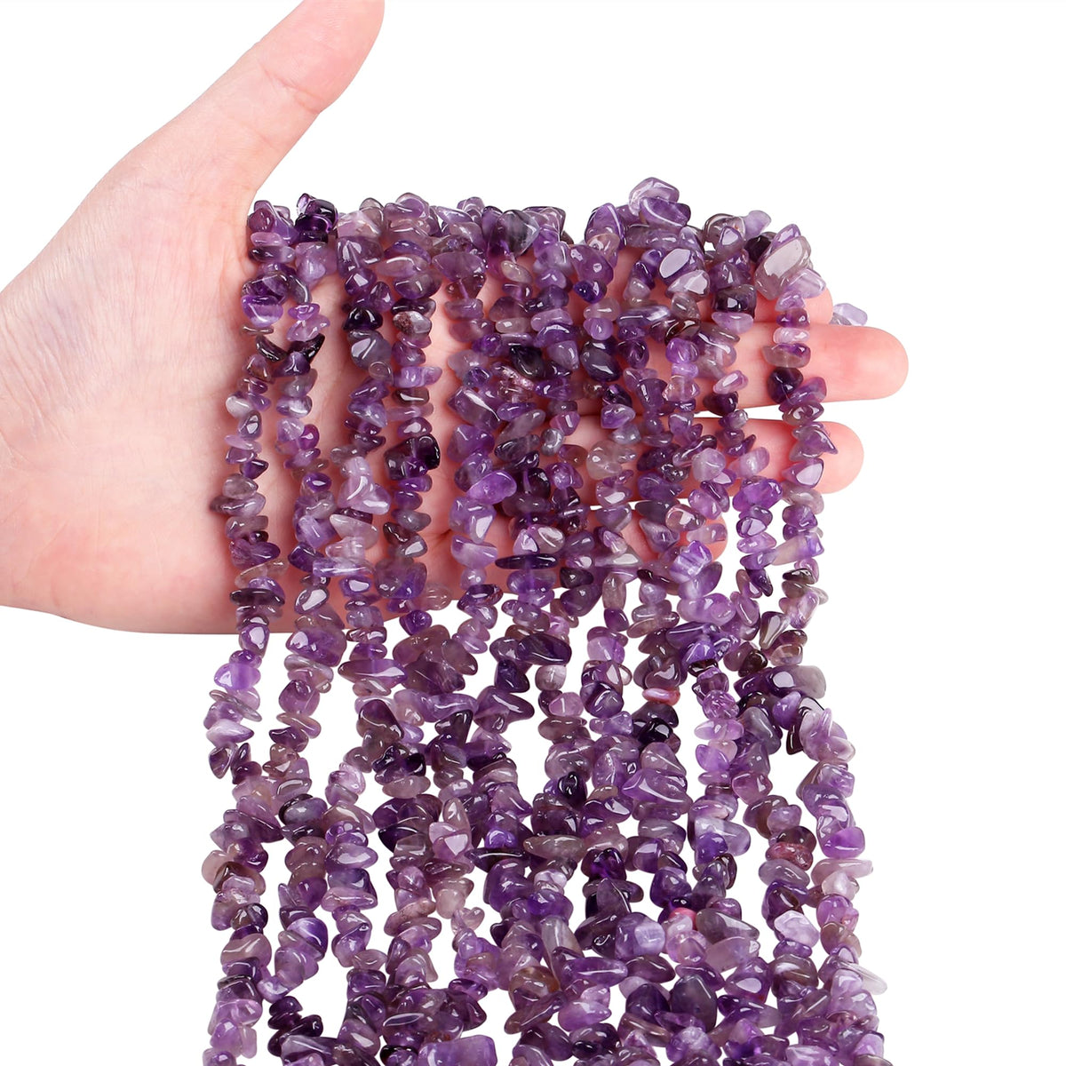 ZHIYUXI 400pcs Amethyst Beads Purple Beads 5-8mm Crystals Gemstones for Bracelet Making 2 Strands Irregular Amethyst Stones Loose Rocks Bead for Jewelry Making Hole Drilled DIY Craft Necklace Gifts