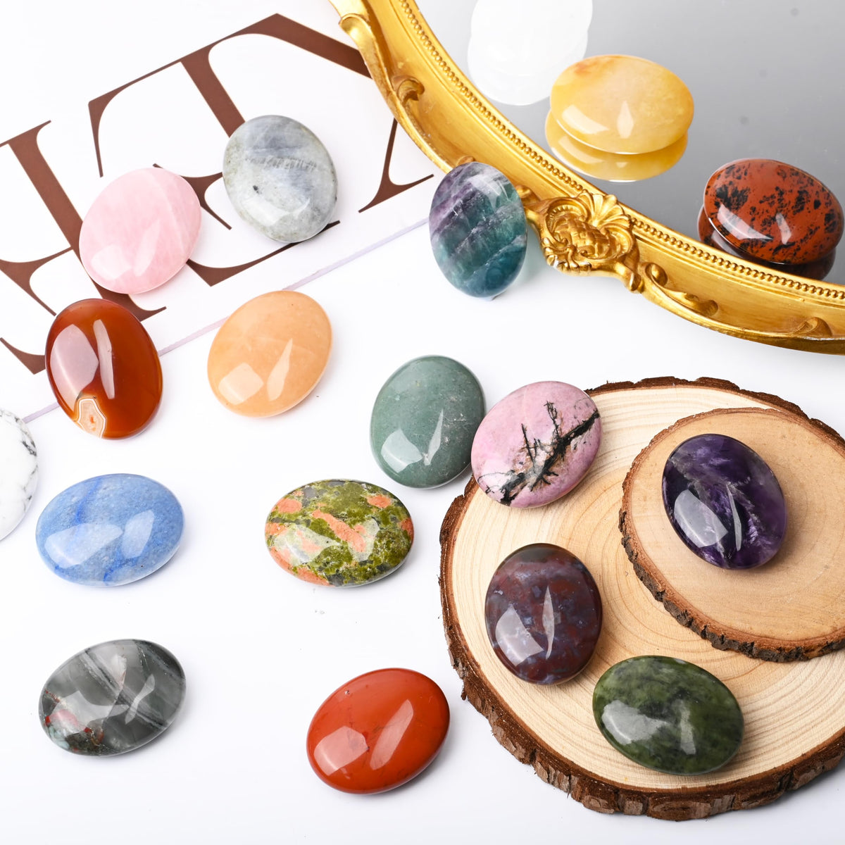 WHAL&YUNE Palm Stone Healing Crystals Worry Stone Natural Polished Stone for Meditation Energy Balancing Therapy Hot Massage Gifts -1.7 inches (Sodalite 1PC)