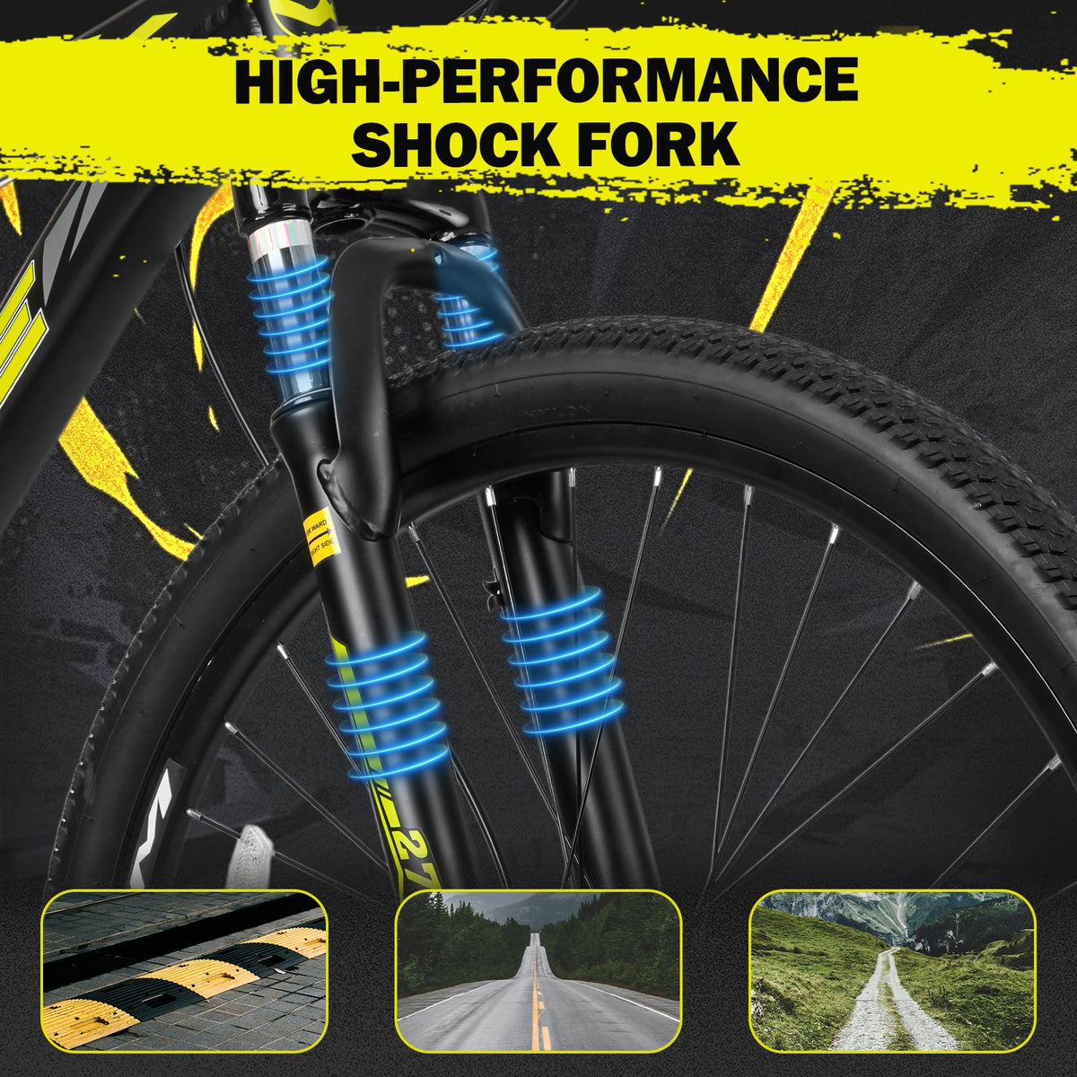 WEIZE Mountain Bike, 26/27.5-Inch Adult Bike, 21-Speed Rear Disc Brake, Lightweight Aluminum Frame for Men and Women, Comfort Saddle for Outdoor Trail Riding,Black